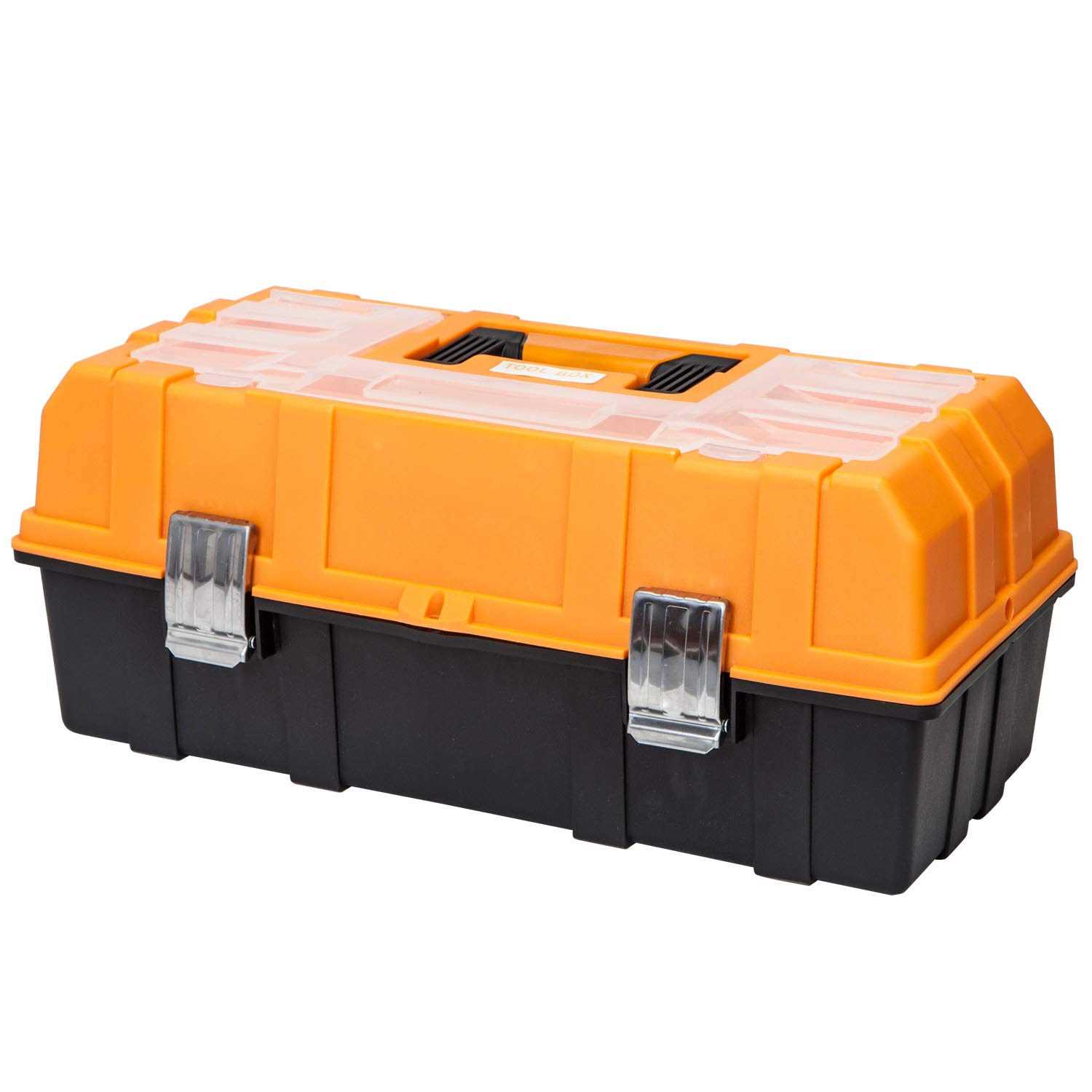Torin Atrjh-3430t 17-Inch 3-Layer Multi-function Toolbox with Tray and Dividers,Orange Folding Tool Organizers,Plastic Tool Storage Box - Image 4