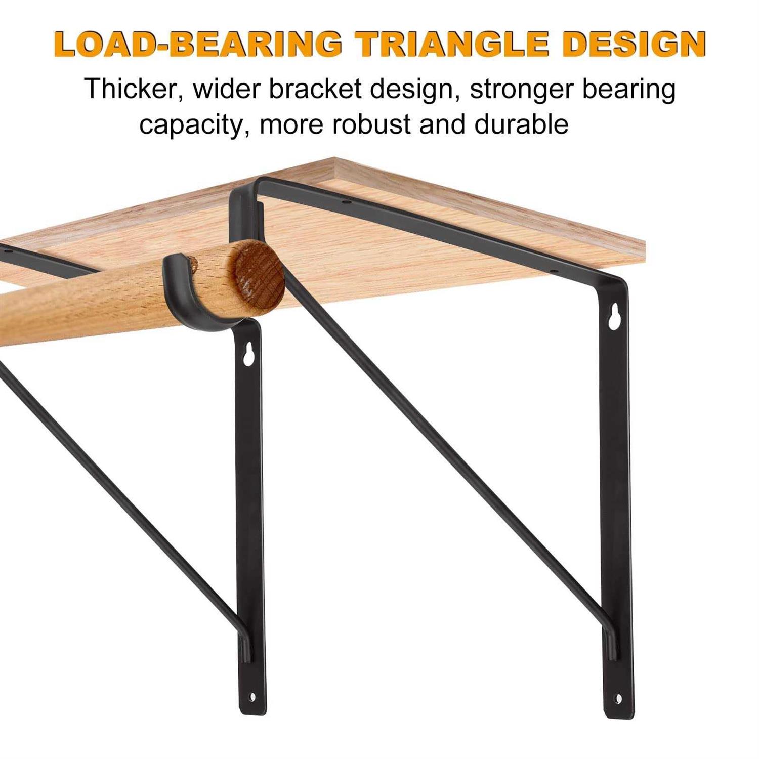 Abtoff 4 Pack Heavy Duty Closet Rod Brackets Holder 11 x 11 x 1 Inch - Image 5