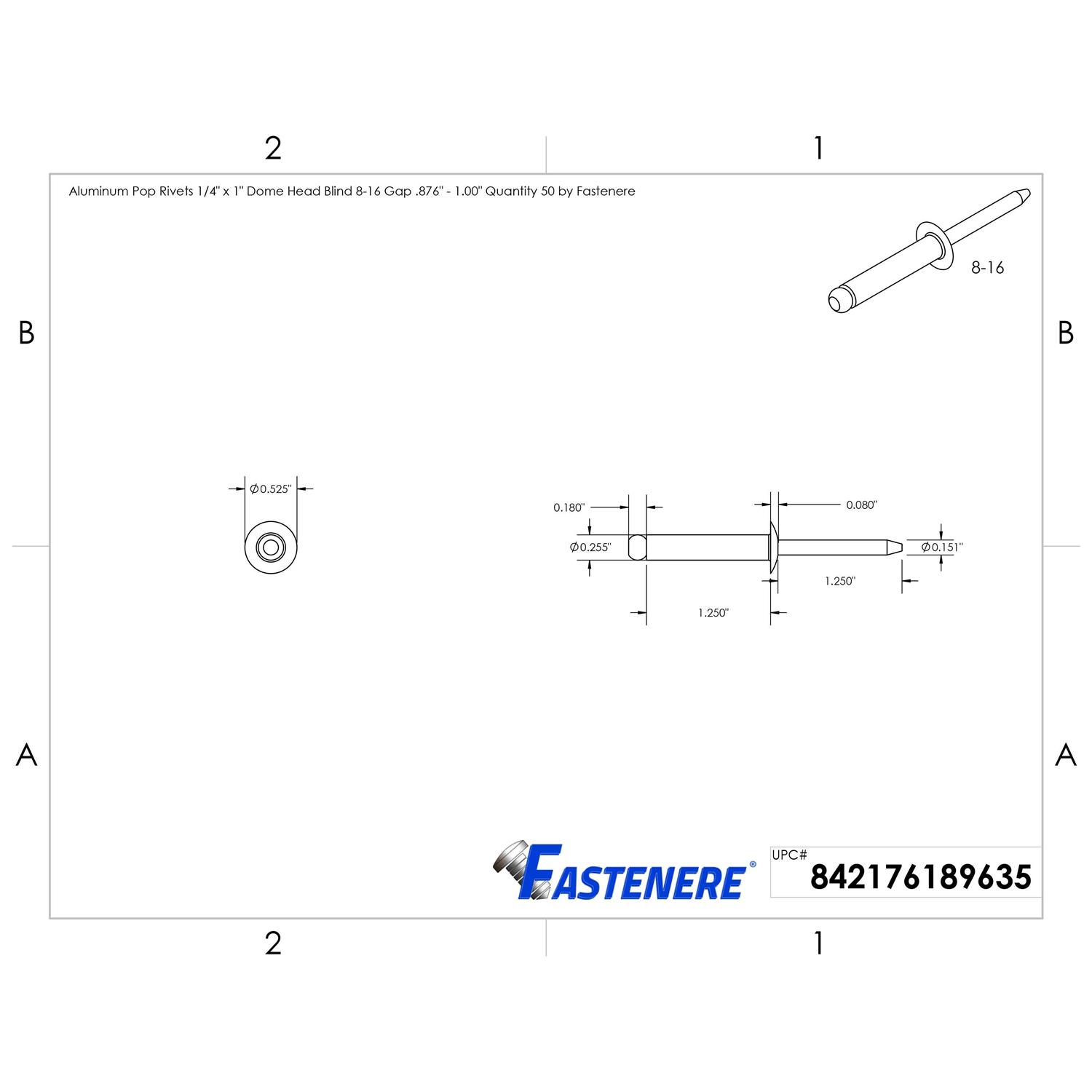 Fastenere.com Dome Head Pop Rivets Aluminum Gap - Image 3