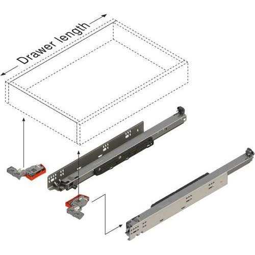 Blum B769.7620S Movento Heavy Duty 30 Inch Full Extension Undermount Concealed Drawer Slides with 170 lbs. Weight Capacity and Soft Close - Image 4