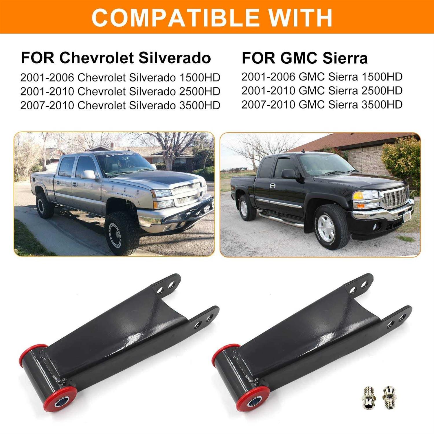 HRepair 3 Suspension Rear Drop Shackle Kit Fits For 2001-2010 Chevrolet Silverado GMC Sierra 1500HD 2500HD 3500HD Replaces Lowering Shackles 410730 - Image 5