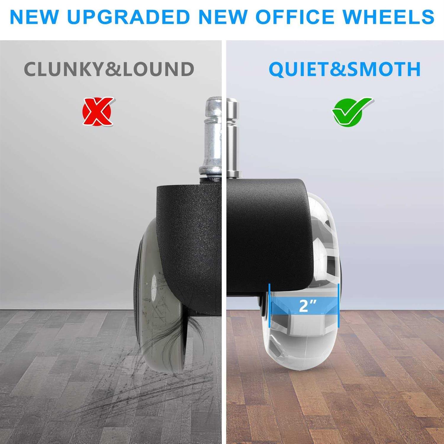 Omyoffice Office Chair Caster Wheels,Heavy-Duty Chair Wheels Support 2200lbs,Mute Rubber Chair Casters for Hardwood Floors and - Image 2