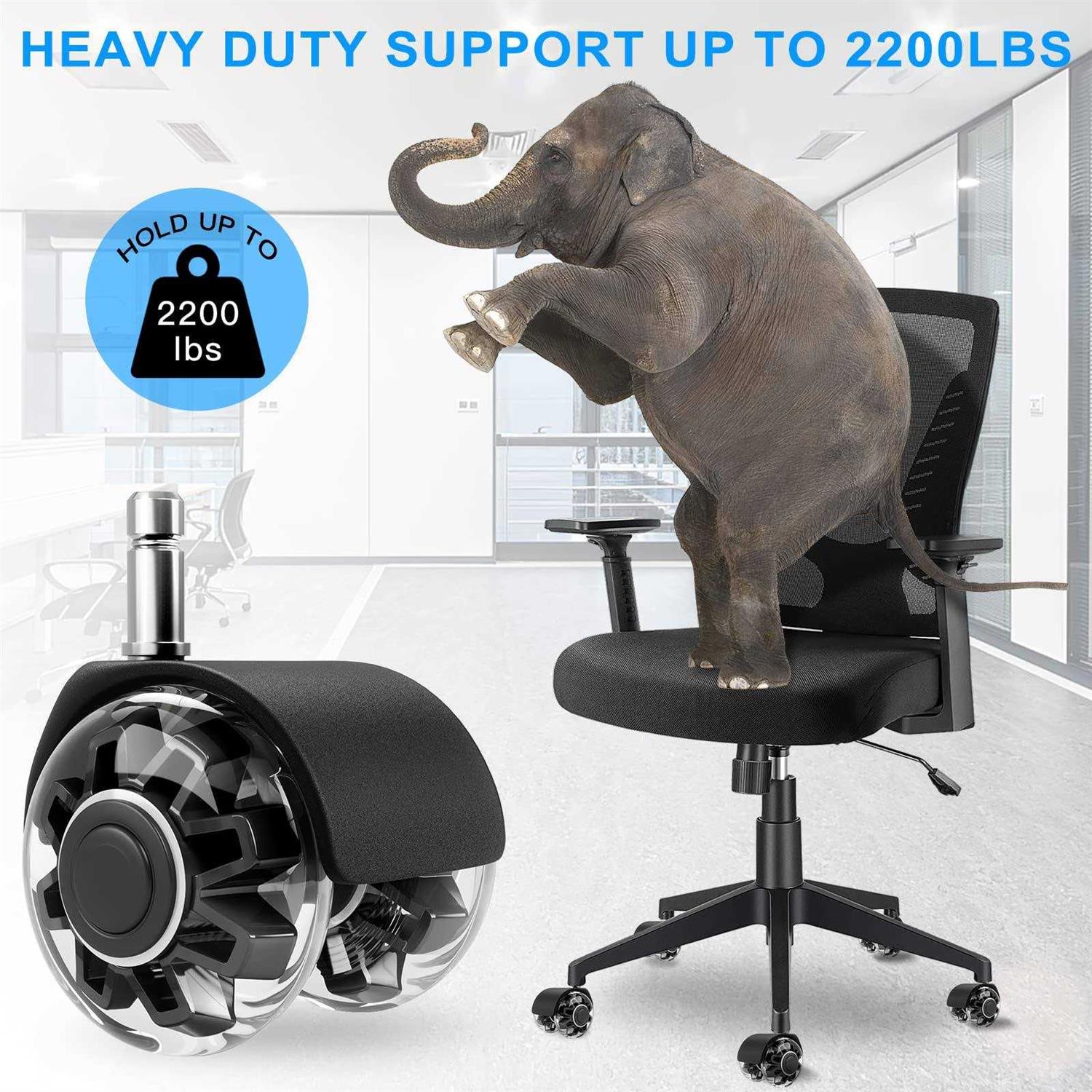 Omyoffice Office Chair Caster Wheels,Heavy-Duty Chair Wheels Support 2200lbs,Mute Rubber Chair Casters for Hardwood Floors and - Image 4