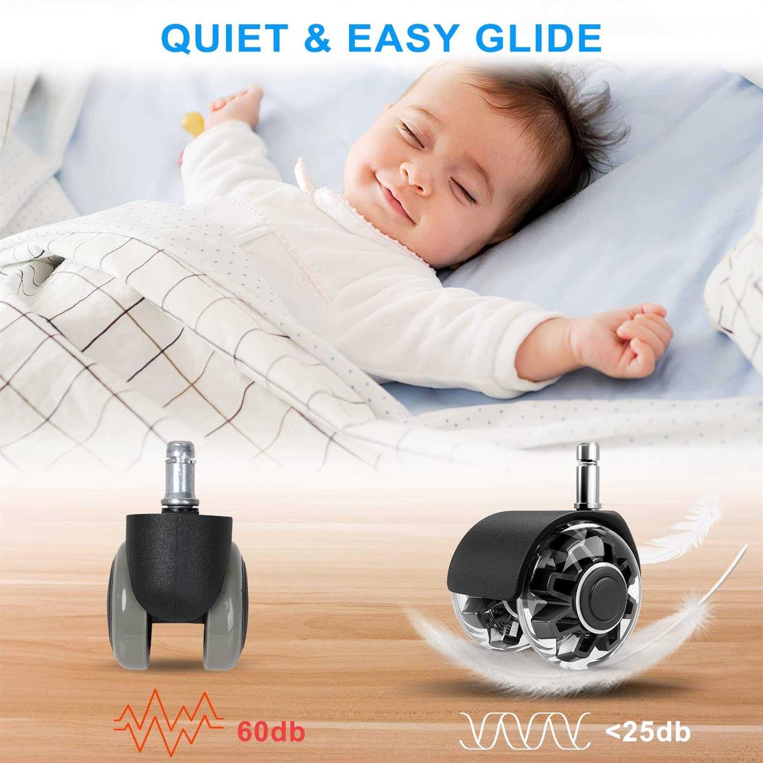 Omyoffice Office Chair Caster Wheels,Heavy-Duty Chair Wheels Support 2200lbs,Mute Rubber Chair Casters for Hardwood Floors and - Image 5