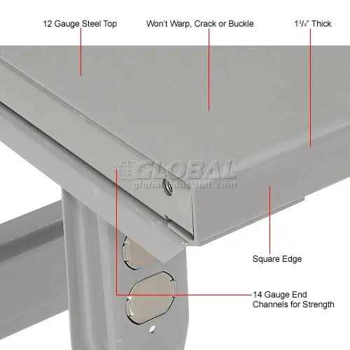 Global Industrial 36 Adjustable Height Workbench C-Channel Leg - Image 5