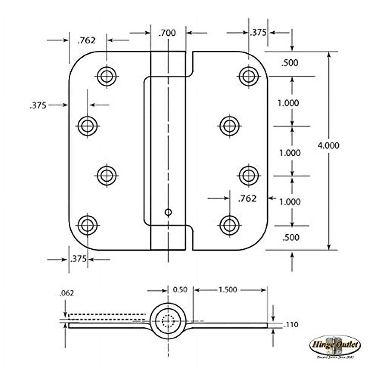 Hinge Outlet Adjustable Spring Hinges 4 Inch with 5/8 Inch Radius - Image 3