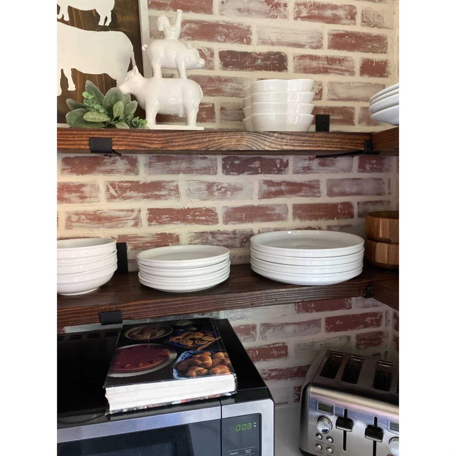 HOME MASTER HARDWARE Heavy Duty J Shelf Brackets with Lip Floating Hook 9 Inch Wall Mounted Shelves Support Brackets Black - Image 3