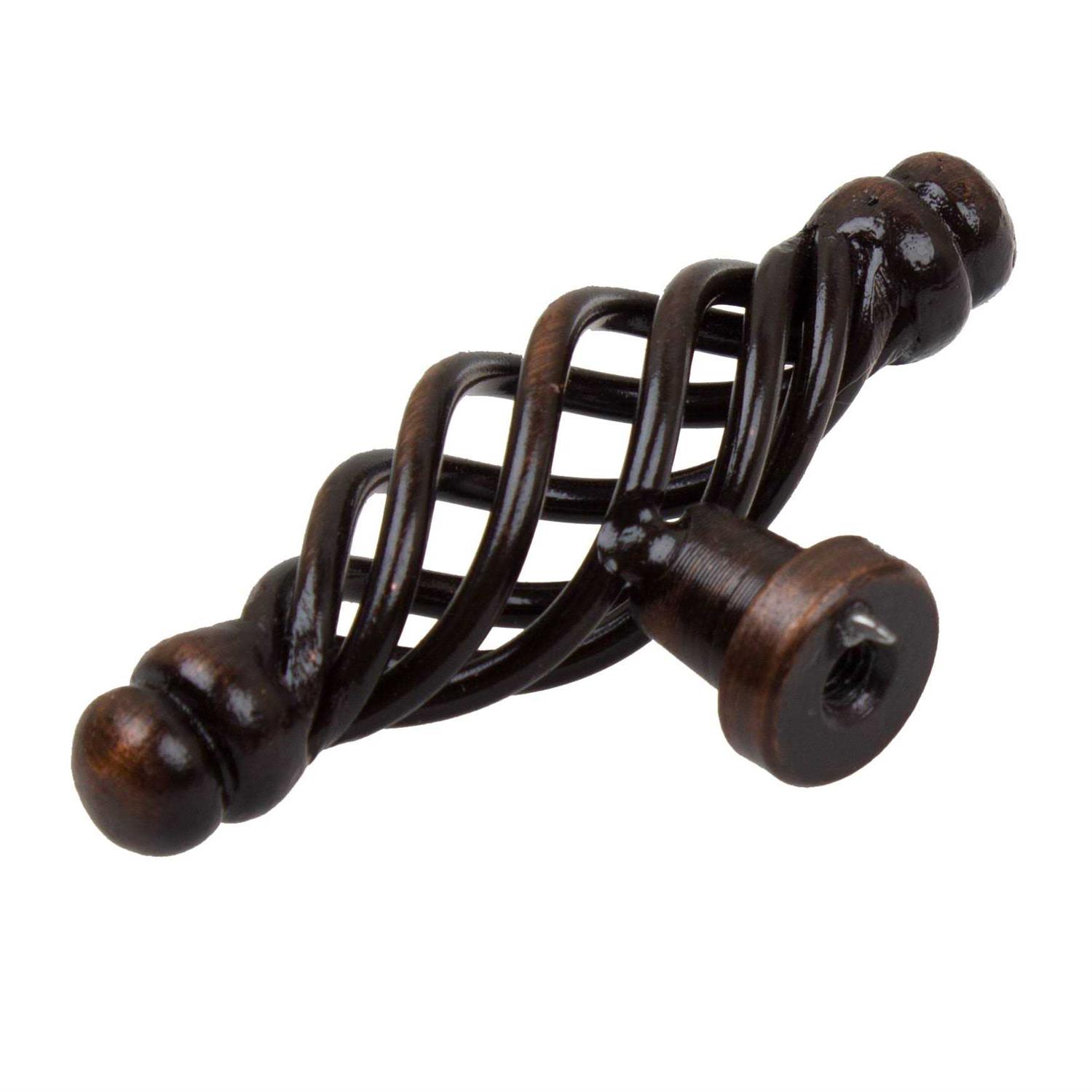 Gliderite Twisted Rounded End Birdcage Solid Steel Cabinet T-Knob - Image 3