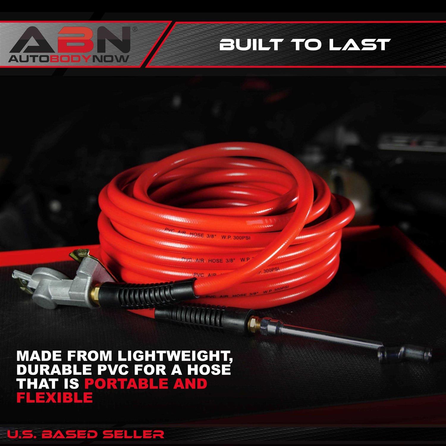 Abn 50ft Air Compressor Hose 3/8 Inch 300 PSI Heavy Duty Lightweight PVC Flex Air Hose - Image 5