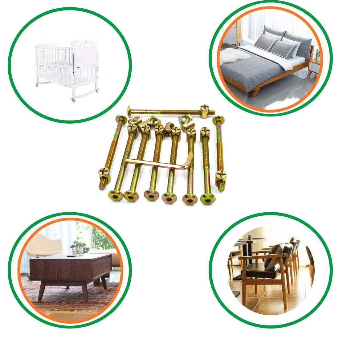 Socell M6 x Zinc Plated Hex Drive Socket Cap Furniture Barrel Screws Bolt Nuts Assortment Kit for Furniture Cots Beds Crib Hardware Screws - Image 4