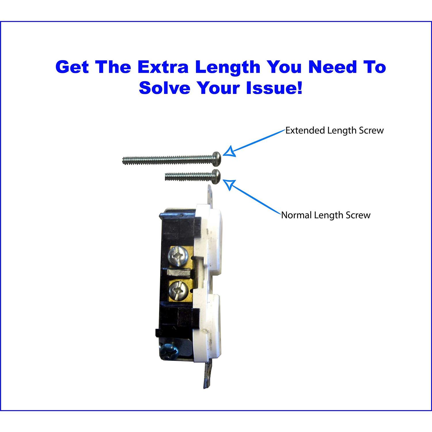 Extra Long Screws for Outlets Receptacles and Switches Perfect for Recessed Electric Boxes and Wall Plates – 50 Count Pack 1-1/2” Length 6-32 - Image 4