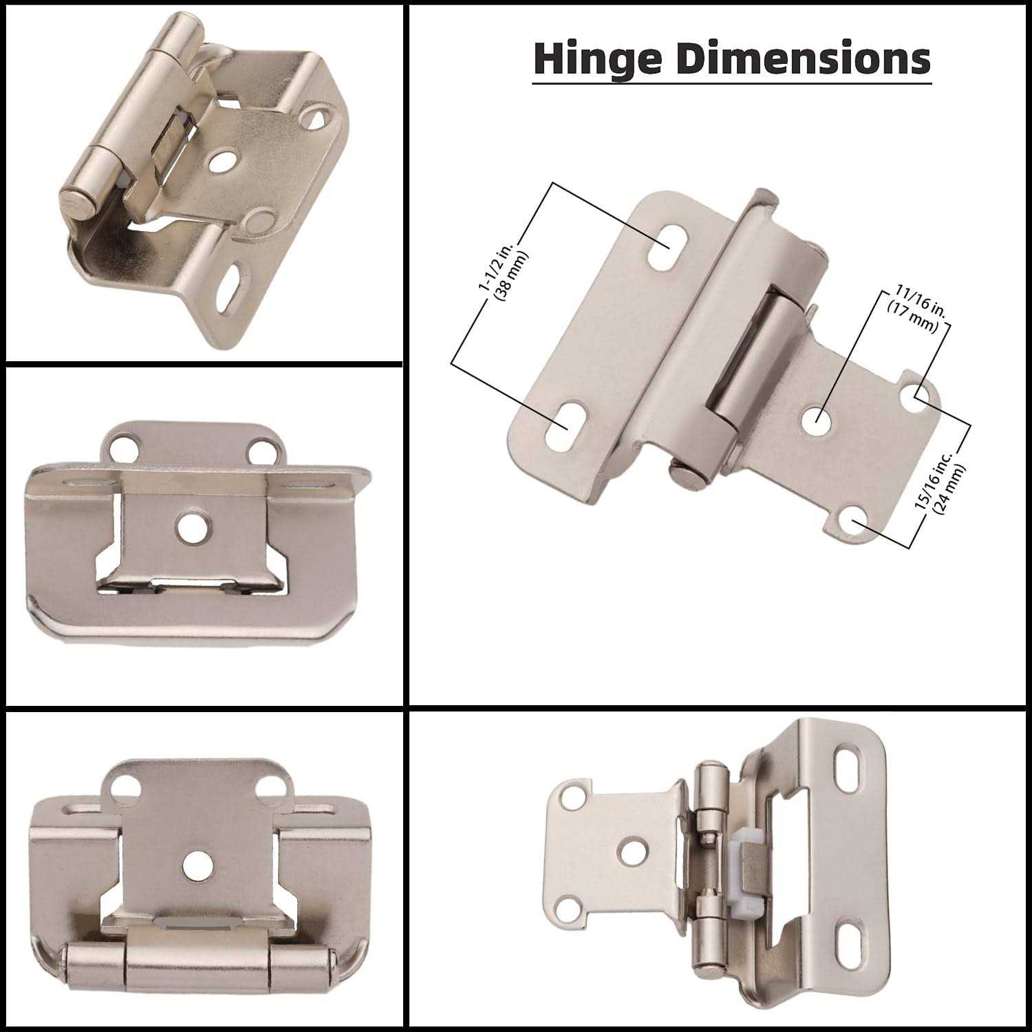 DecoBasics Overlay Partial Wrap Semi Wrap Self Closing Cabinet Hinges - Image 3