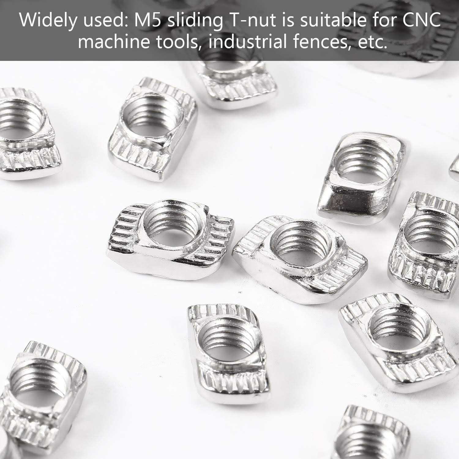 Hotop 150 Pieces 2020 Series T Nuts T-Slot Nut Hammer Head Fastener -Plated Carbon Steel Sliding T Nuts for Aluminum Profile - Image 3