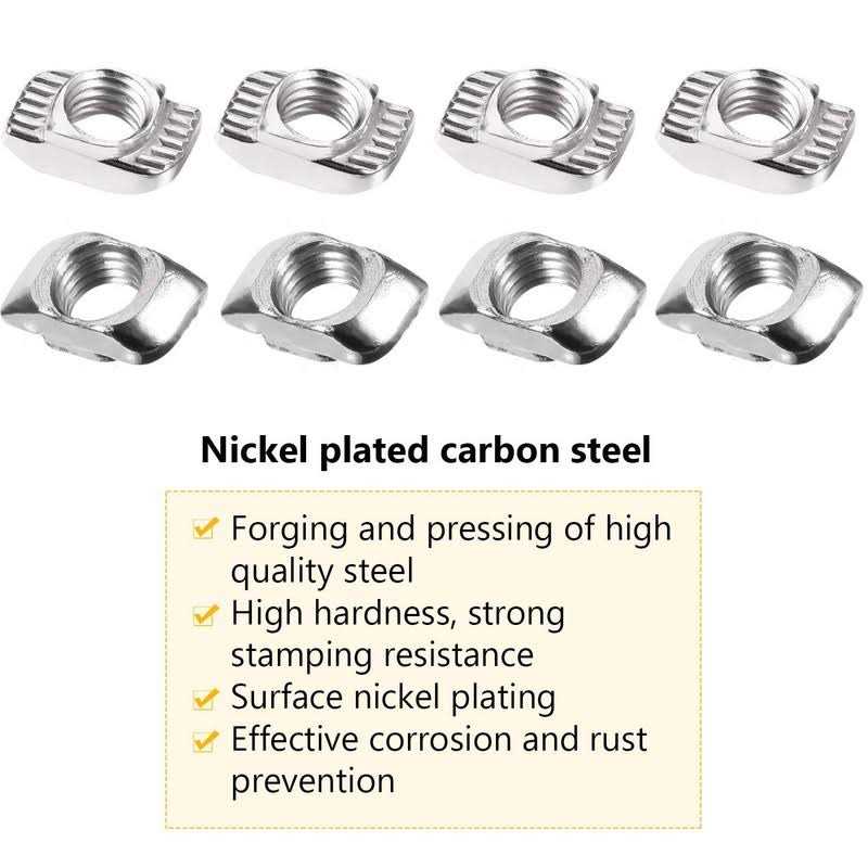 Hotop 150 Pieces 2020 Series T Nuts T-Slot Nut Hammer Head Fastener -Plated Carbon Steel Sliding T Nuts for Aluminum Profile - Image 4
