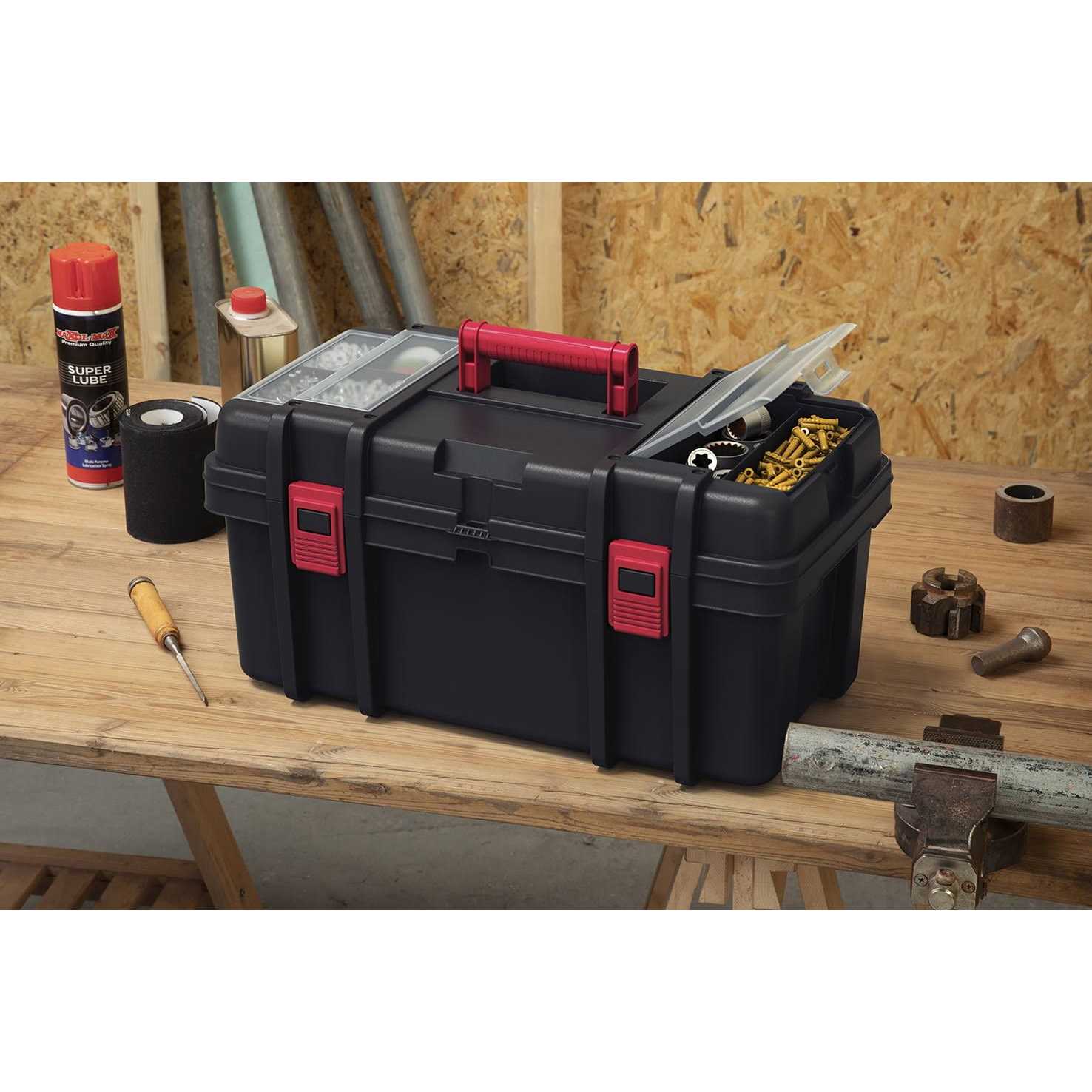 Hyper Tough 22-inch Toolbox, Plastic Tool and Hardware Storage - Image 3