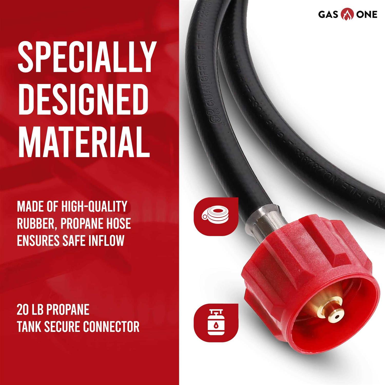 Gas One 4 ft Propane Hose 1lb to 20lb Adapter Hose 16.4 oz to 20 lb Propane Tank QCC1/ Type 1 - Image 3