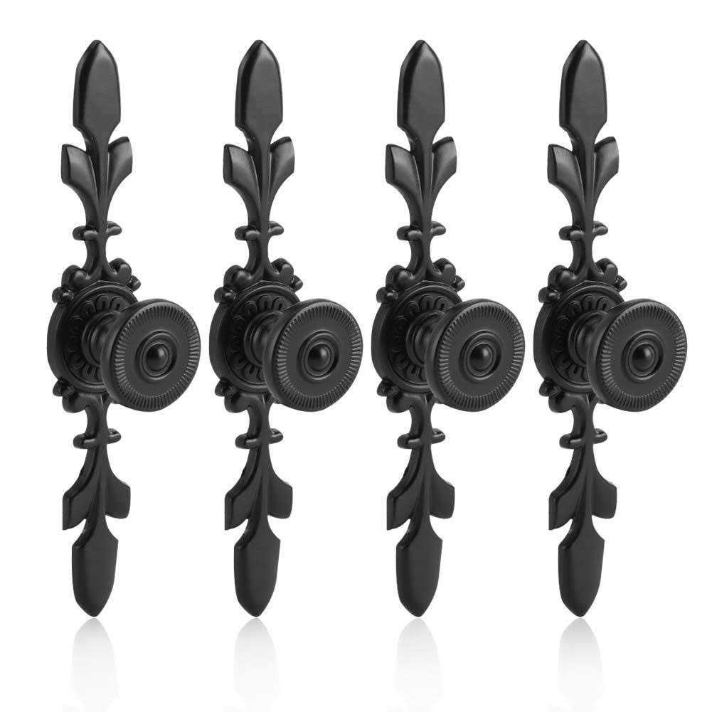 Fdit Pack of 4 Vintage Style Pull Handle Door Knob Back Plate for Home Furniture Drawer Cabinet Dresser Closet Wardrobe Cupboard with Screw - Image 3