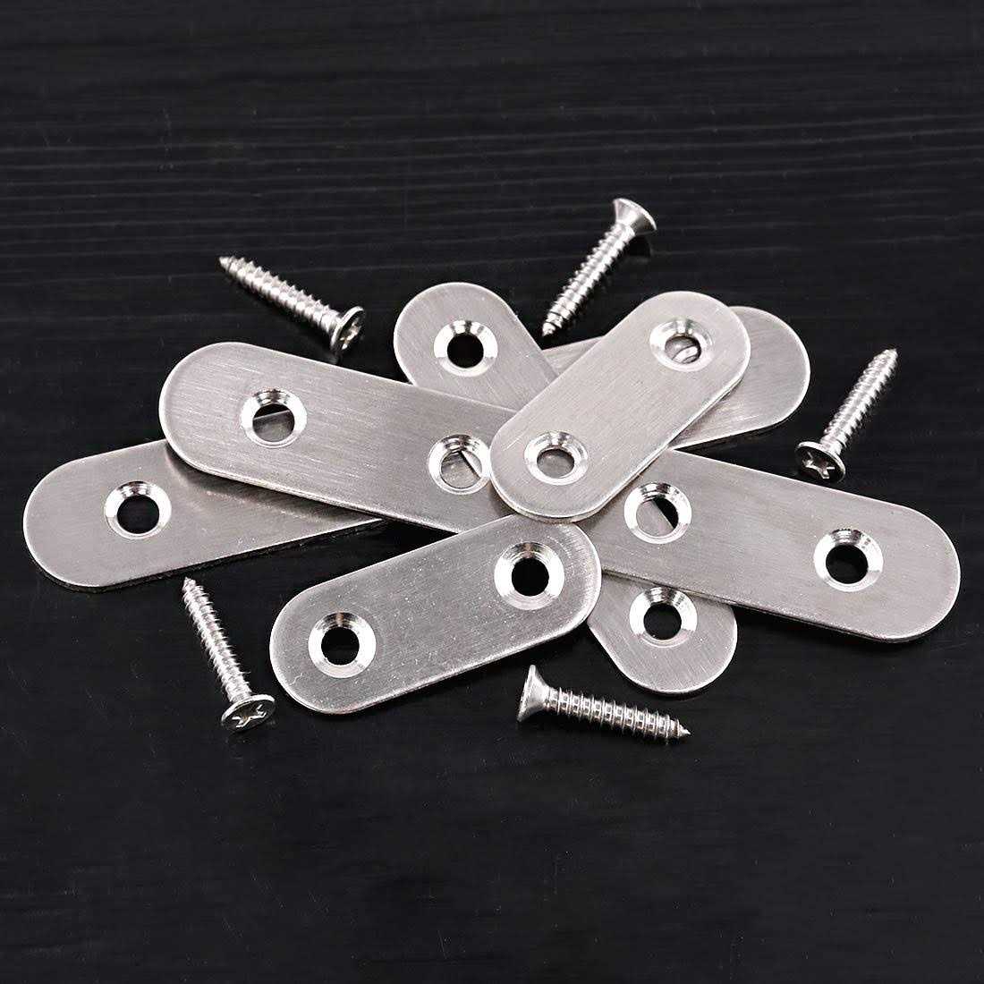 Swpeet 115Pcs 3 Sizes Stainless Steel Flat Straight Brace Brackets Metal Shelf Support Brackets Joining Plate with Screws Perfect for M - Image 3