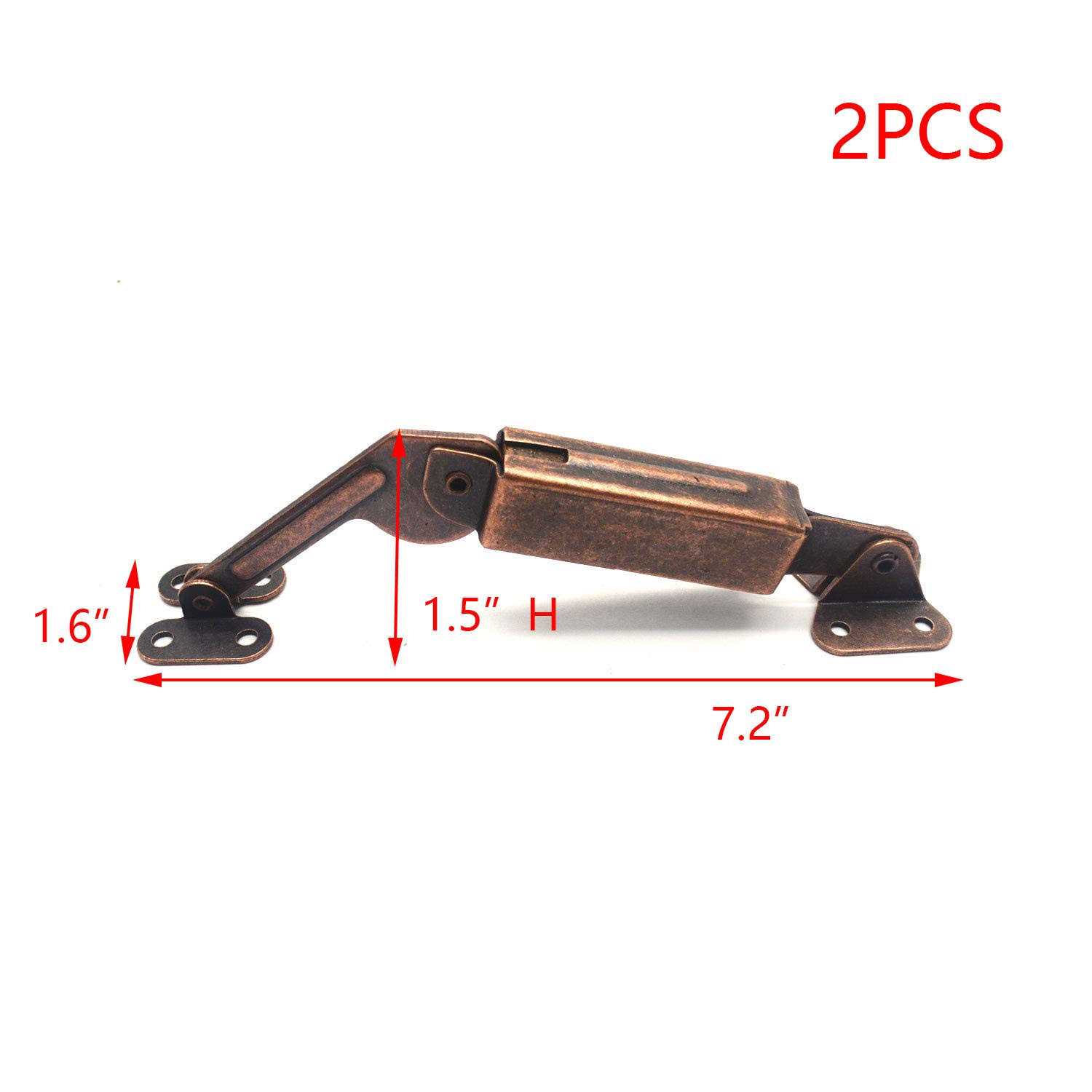 T Tulead Spring Lid Support Left Right Lid Support Down Hinge Red Bronze Iron Support Box Cabinet Hardware Pack of 2 with Mounting Screws - Image 3