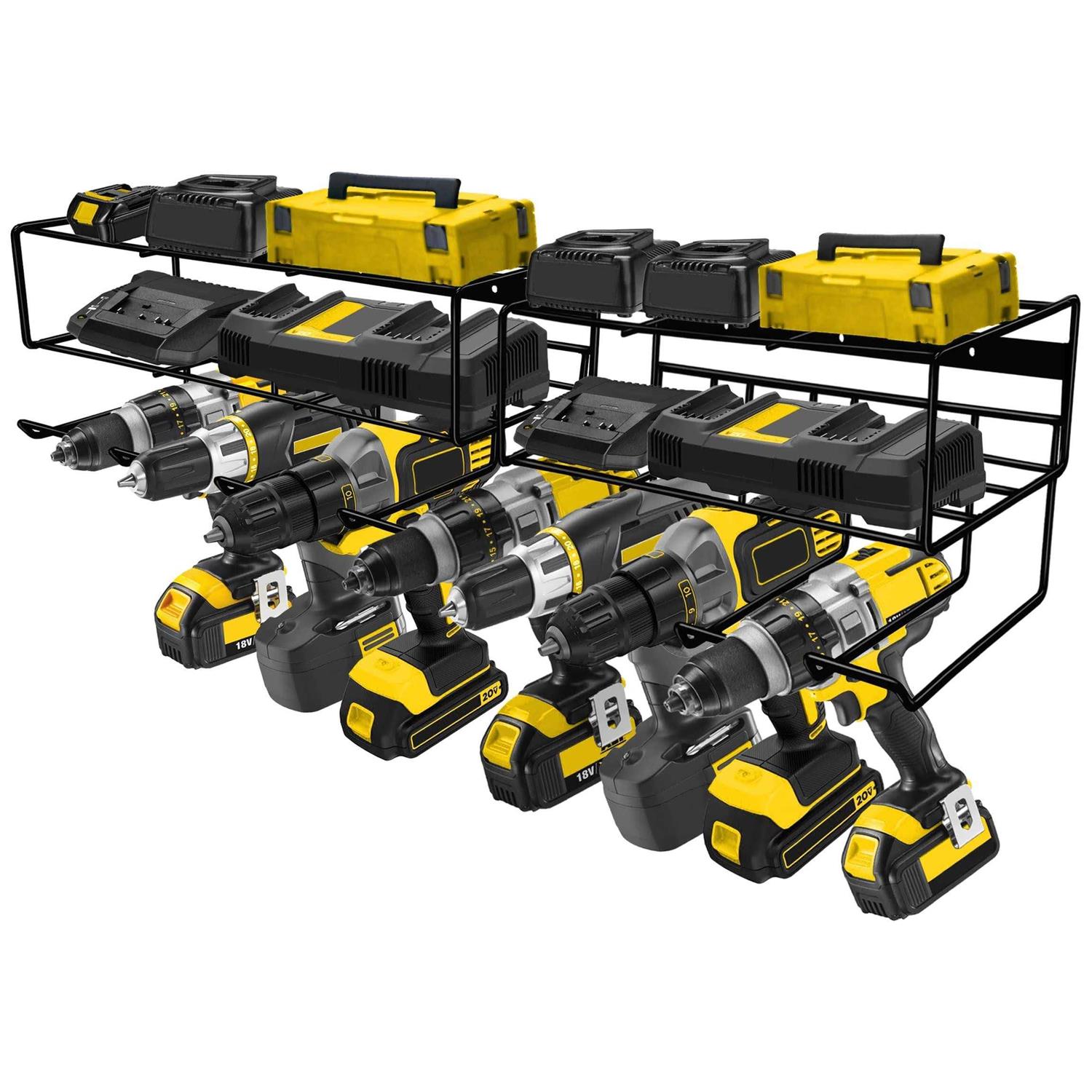 2PCS Heavy Duty Wall Mounted Power Tool Organizer Floating Tool Shelf Storage - Image 3