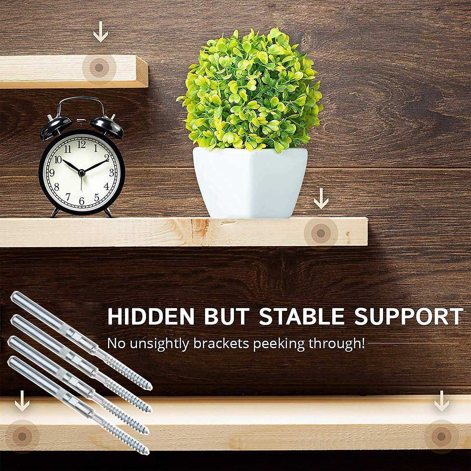 SpzcdZa 4pcs Floating Shelf Invisible Support Bracket,Hidden Shelf Support Brackets Hardened Concealed Floating Shelf Blind Wall Shelf - Image 3