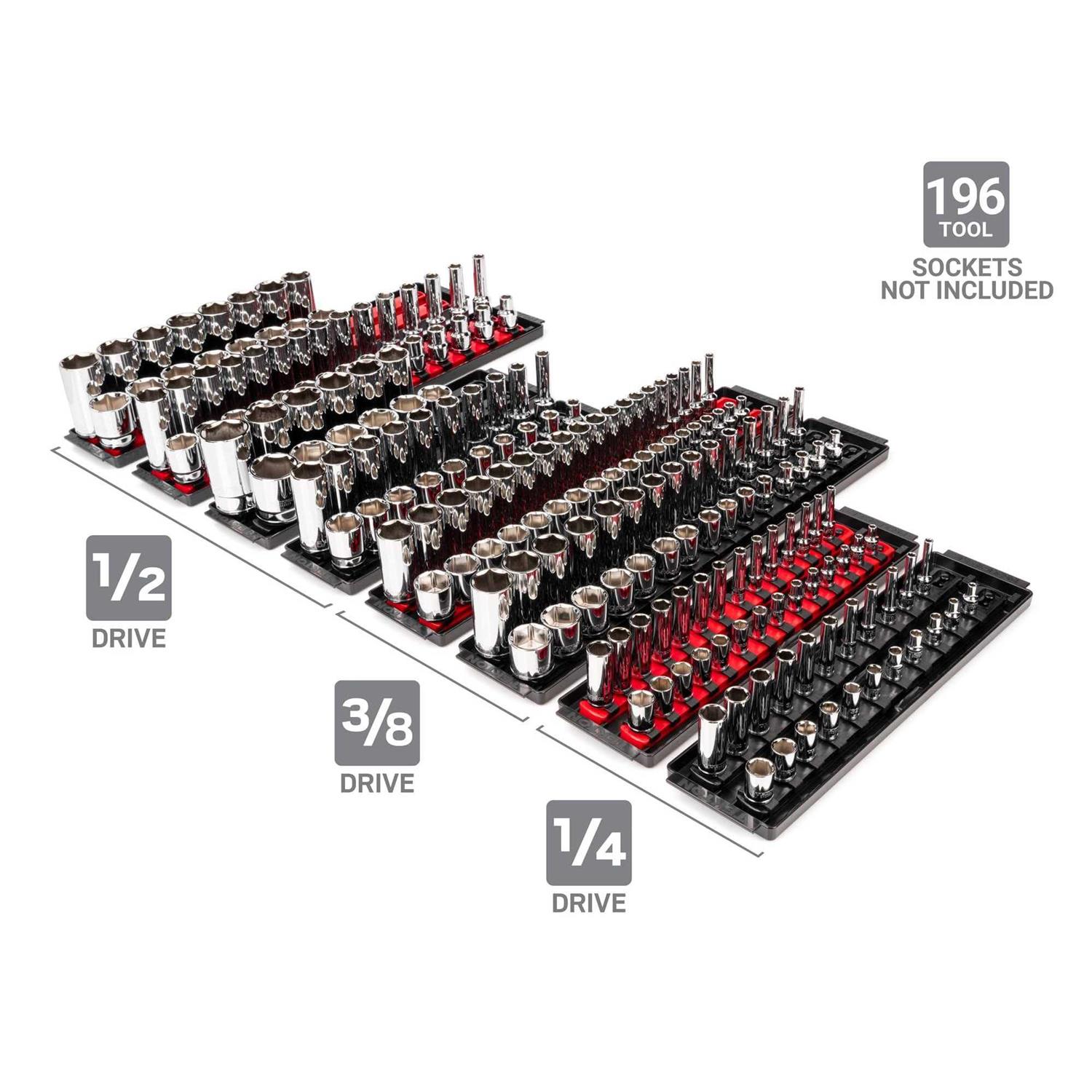 TEKTON 1/4, 3/8, 1/2 Inch Drive Socket Rail and Tray Set - Image 3