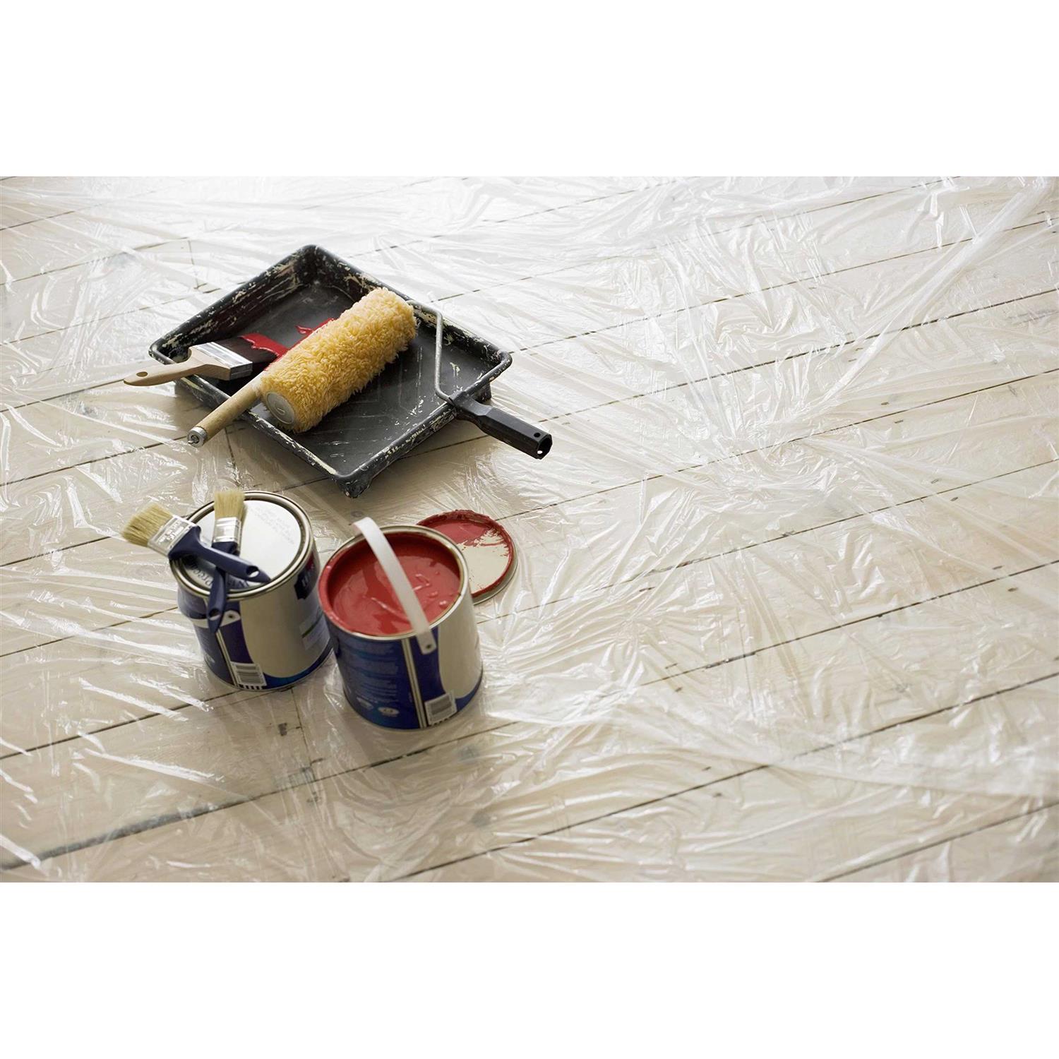 Tapix Painters Plastic Drop Cloth 9x12 Feet Plastic Tarp Dust Cover - Image 4