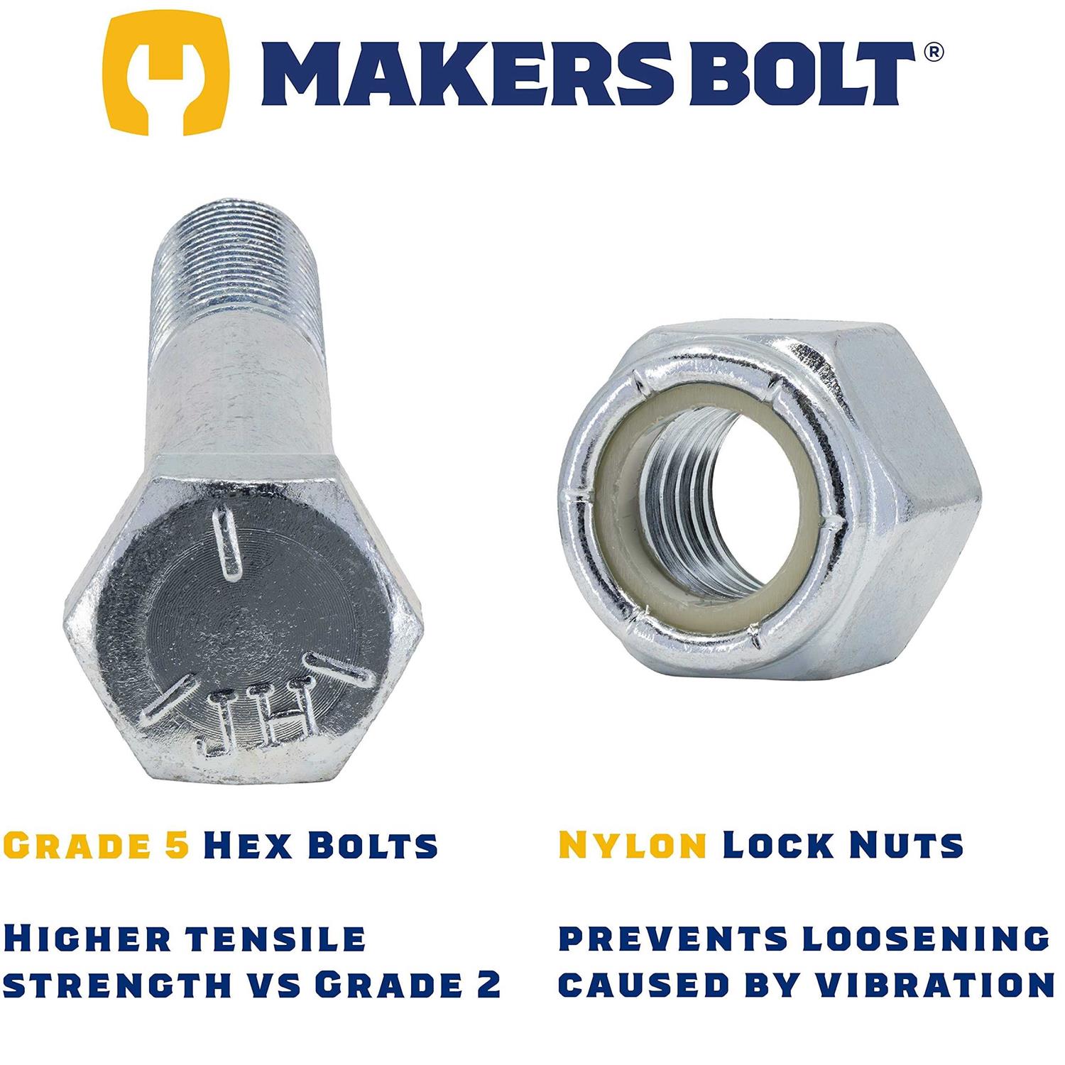 Grade 2 Shear Bolts for Rotary Cutters 1/2 x 3-1/2 with Nylock Nuts - Image 4