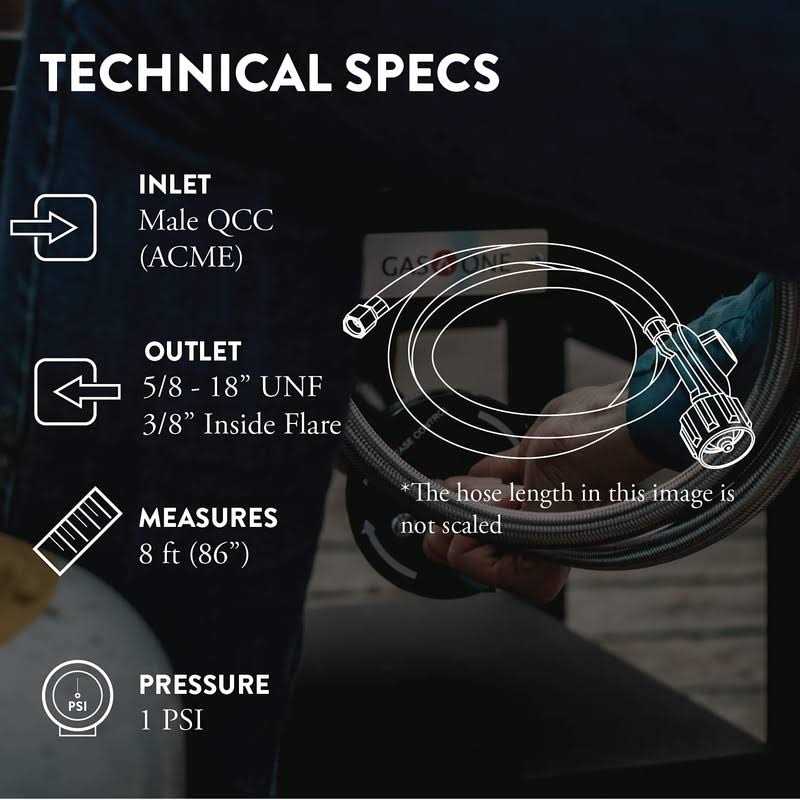 Gasone 2107-08 Heater and Fire Pit Table 3/8 Female Flare Nut Propane Regulator 8 Feet Steel Hose with for Most LP Gas Grill - Image 4