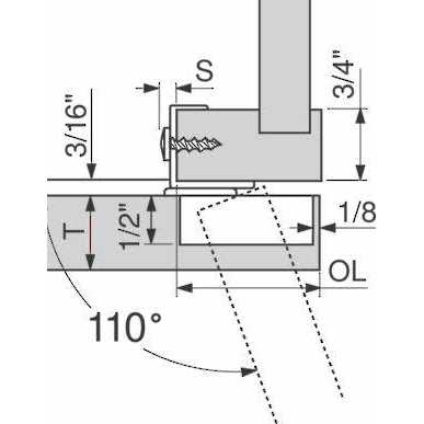 Blum 130.1110.02 Compact 1 inch Full and Partial Overlay Edge Mount Mounting Plate - Image 3