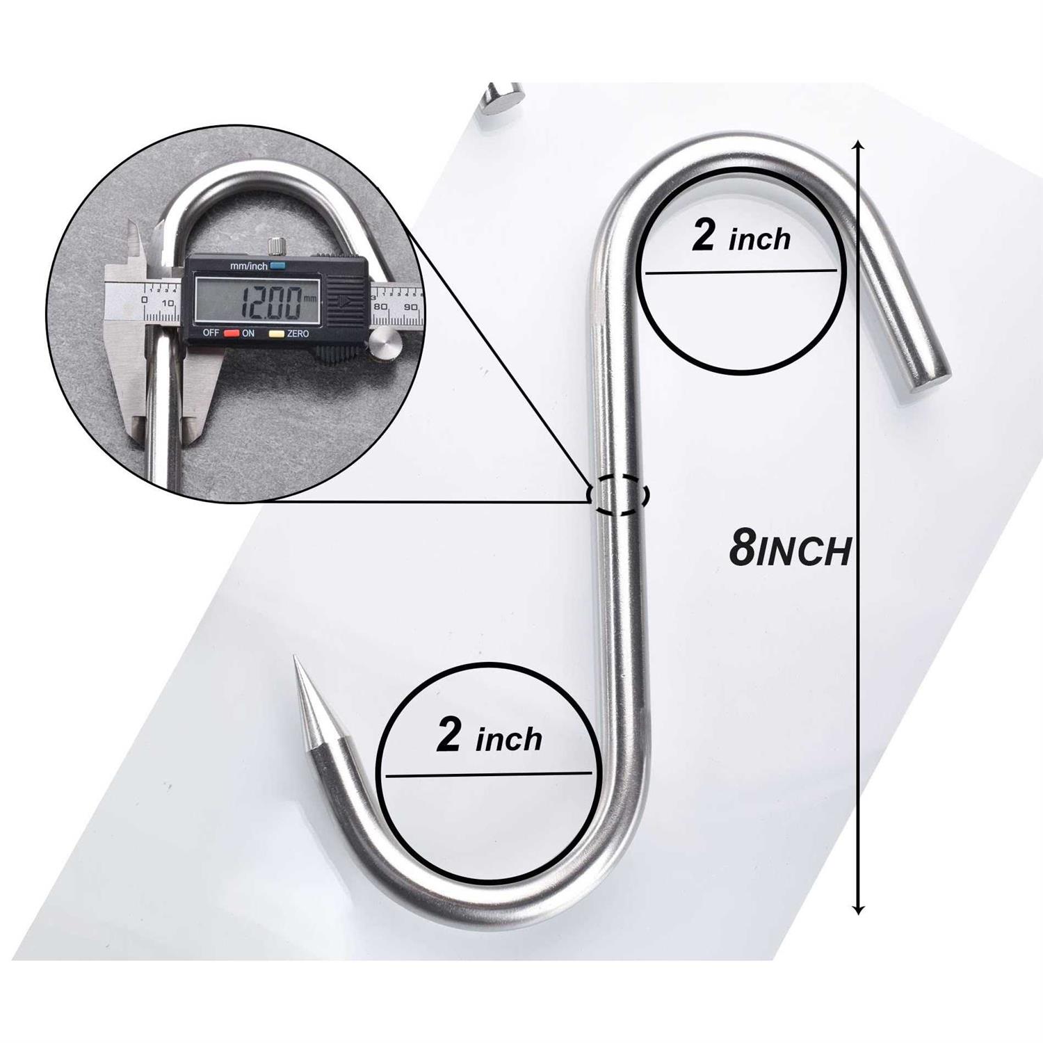 HONSHEN 12mm Heavy Duty Meat Hooks Stainless Steel S-Hooks Meat Processing Butcher - Image 3