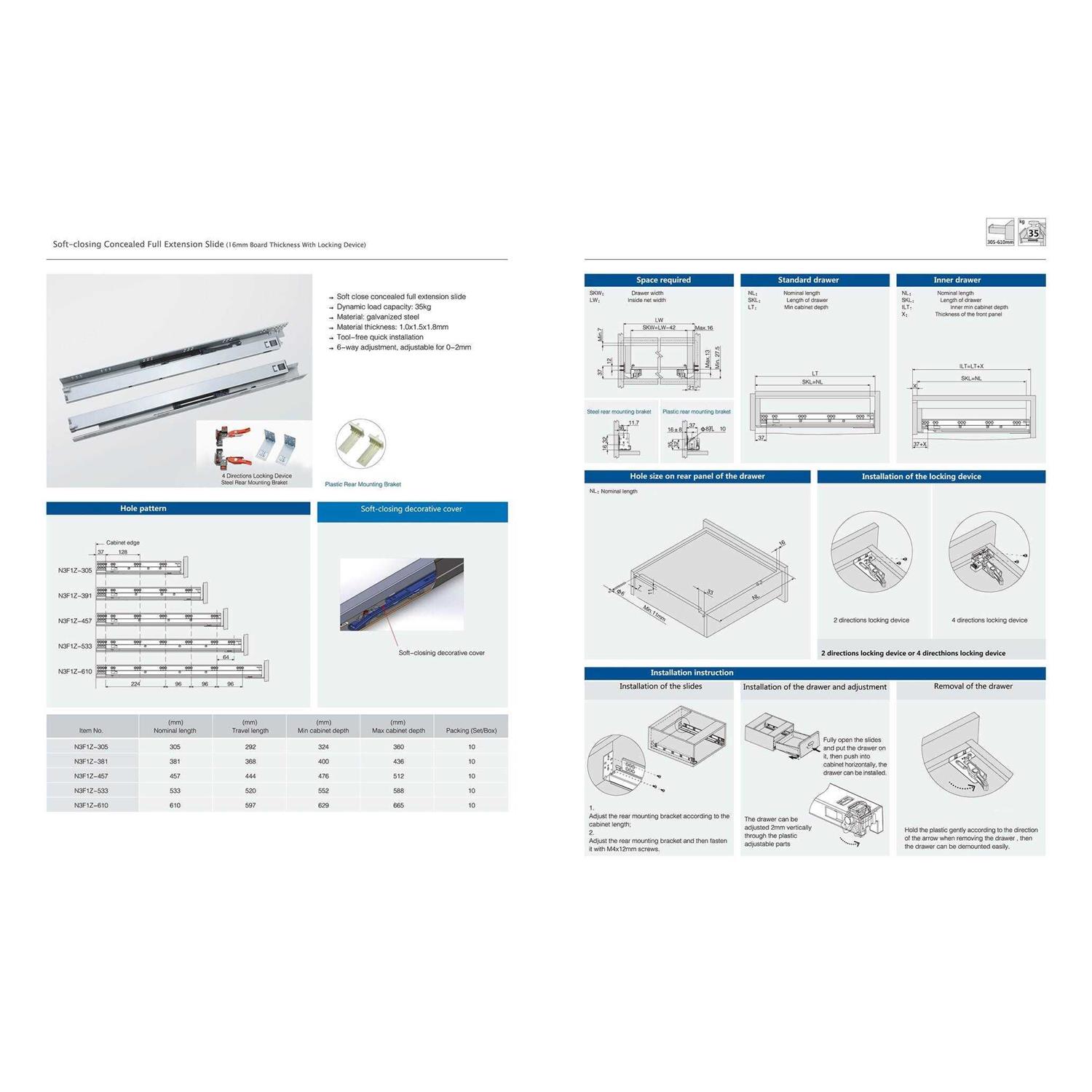 GlideRite Hardware Full Extension Soft Close Undermount Drawer Slide Kit - Image 4