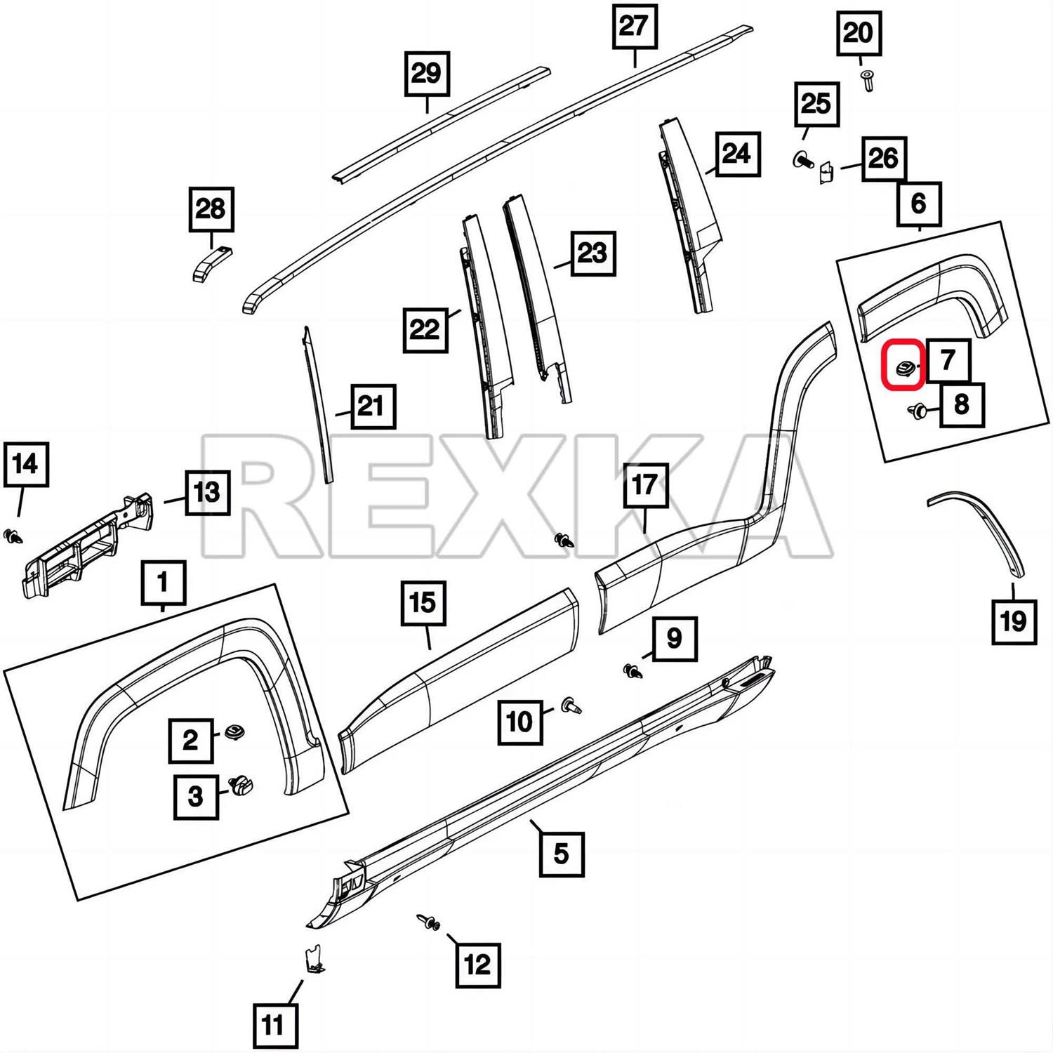 Rexka 15pcs Exterior Trim Fender Flare Wheel Opening Molding Clip 5SR17JXWAA Compatible with Jeep Renegade Fiat 500 2015-2022 - Image 4