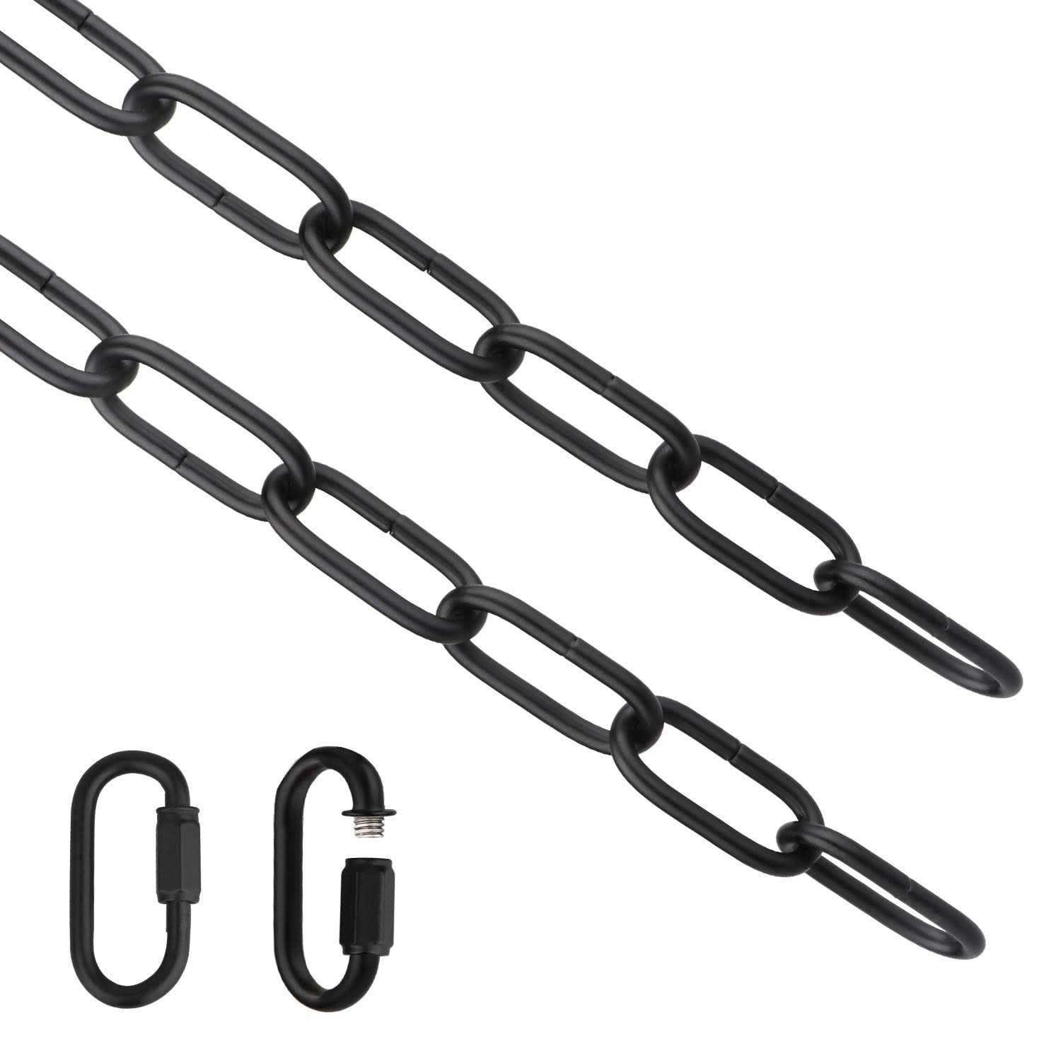 Helunsi Lighting Chain 6 Feet Black Light Fixture Chain Metal Chandelier Chain Extension with Connection Link Lock