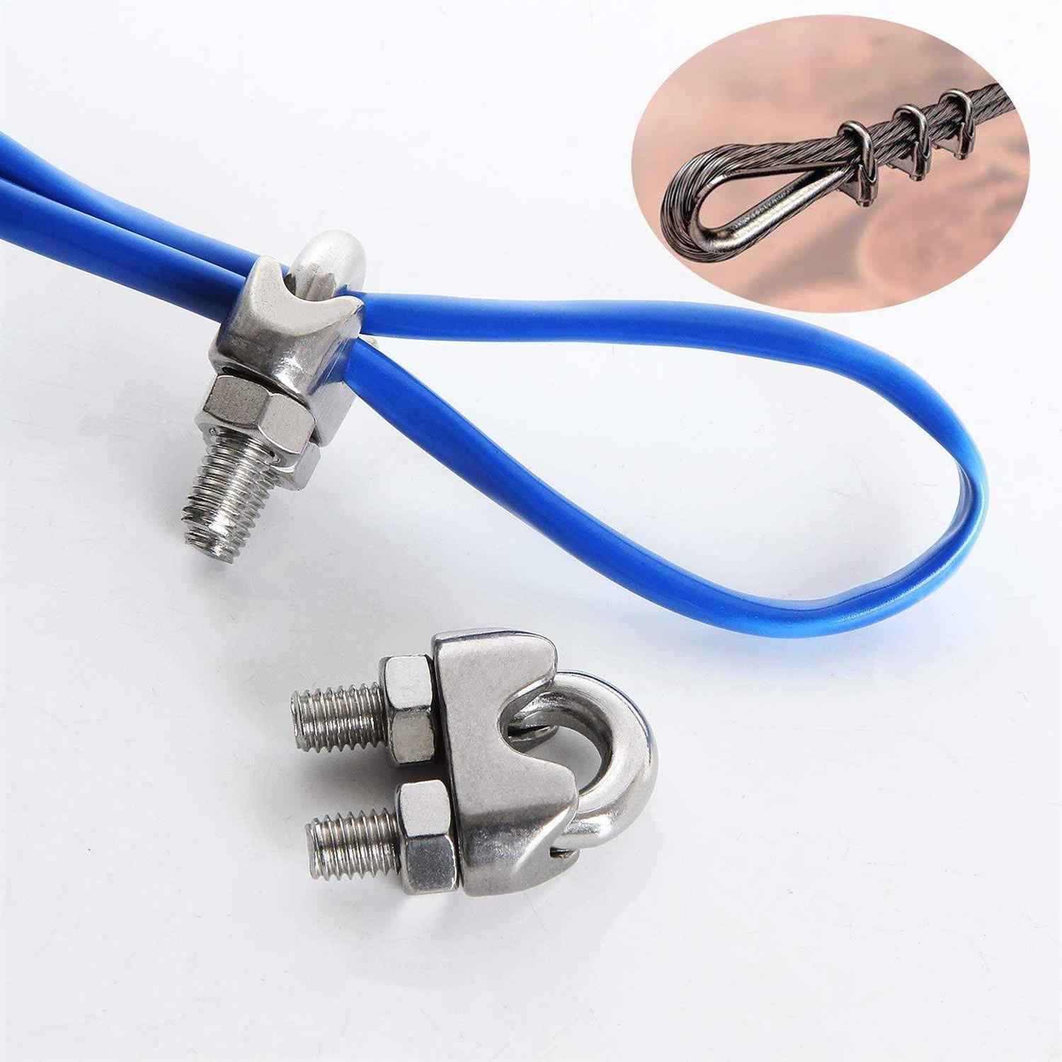 FengWu 40 PCS 1/4 Stainless Steel Wire Rope Cable Clip Clamp M6 Wire Rope Clamp Wire Rope Cable Clip Clamp U Bolt Saddle Fastener - Image 3