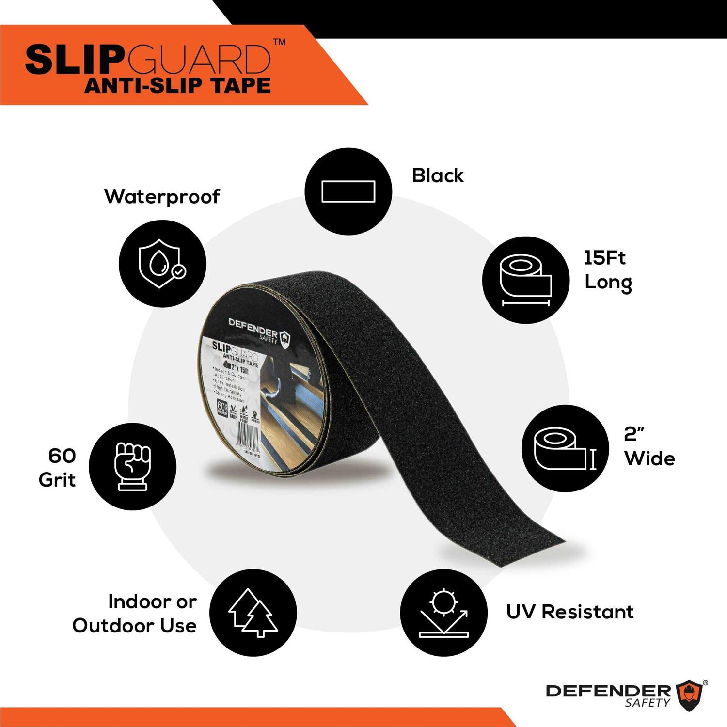 Defender Safety SLIPGUARD Anti-Slip Floor Tape. 60 Grit. Black Yellow - Image 5