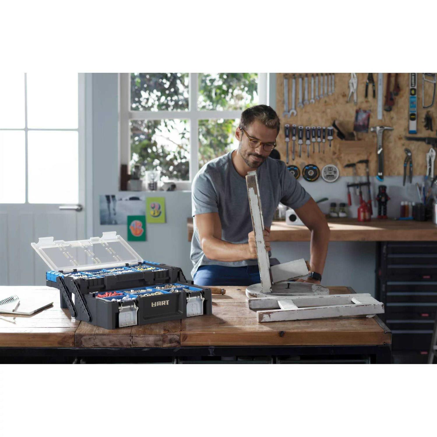 HART 18 Cantilever Organizer Resin Tool Box for Small Tools and Parts Tool Storage and Organizaion - Image 5