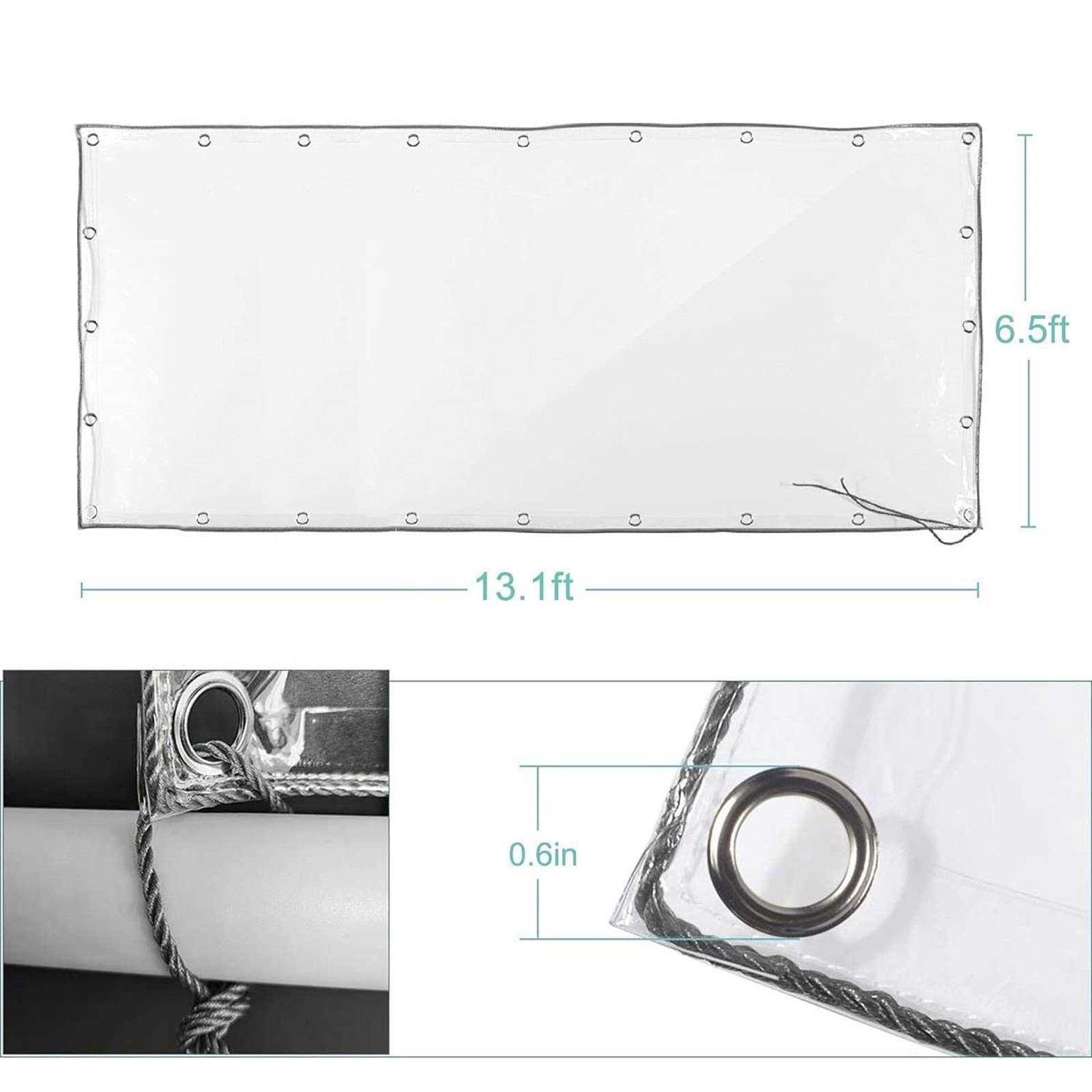 TEENKON 3 x 10 ft clear Waterproof Tarp, PVc 118 Mil Tarpaulin with grommets and cable Tie - Image 5