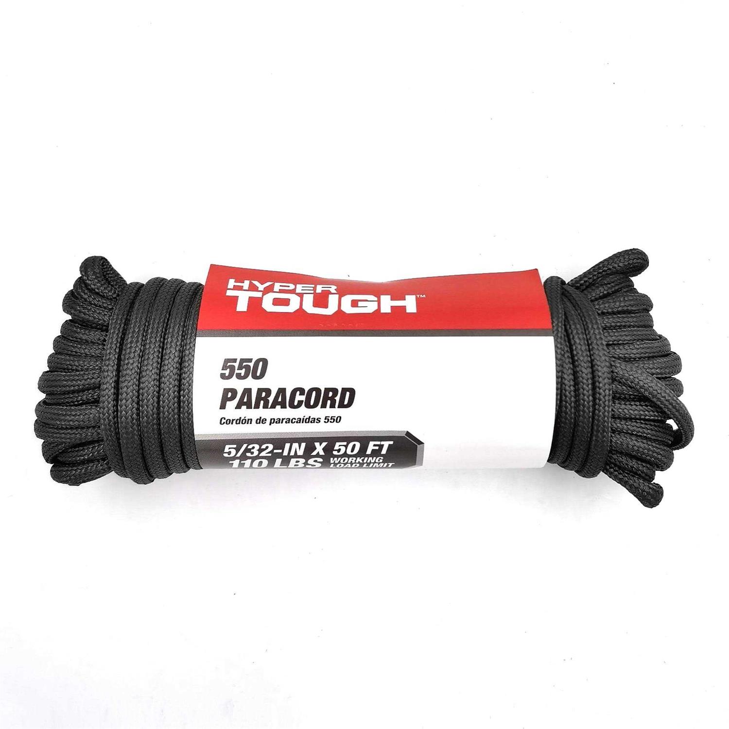 Hyper Tough 5/32 x 50' Black 550 Utility Paracord