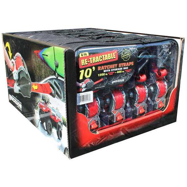 Erickson 04418 Pro Series Red 1 x 10' Retractable Ratcheting Tie-Down Strap, of - Image 4