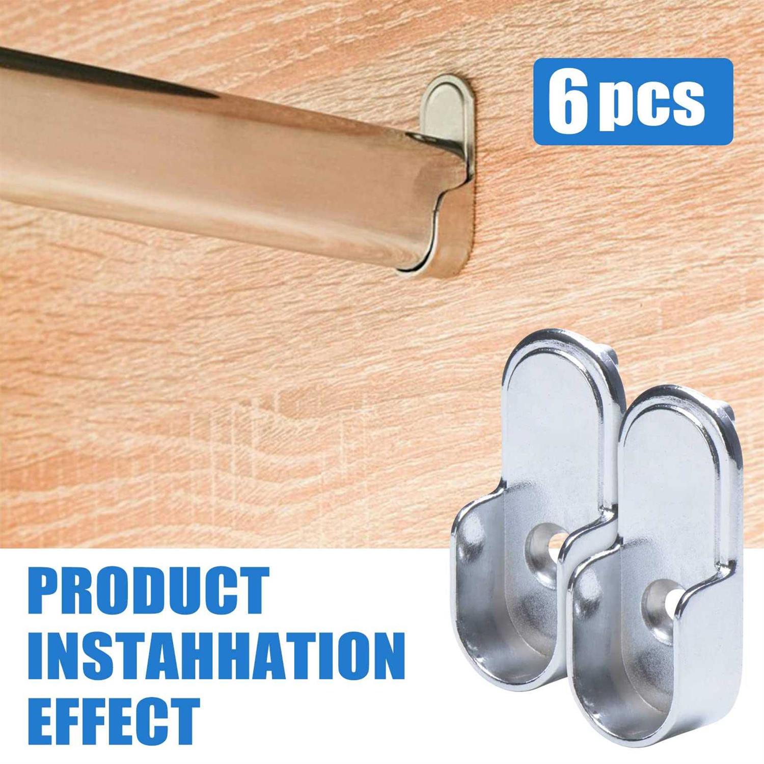 AEGYPIUS 6Pcs Oval Closet Rod End Supports 15mm x 30mm Wardrobe Bracket Metal Rod Holders - Image 3