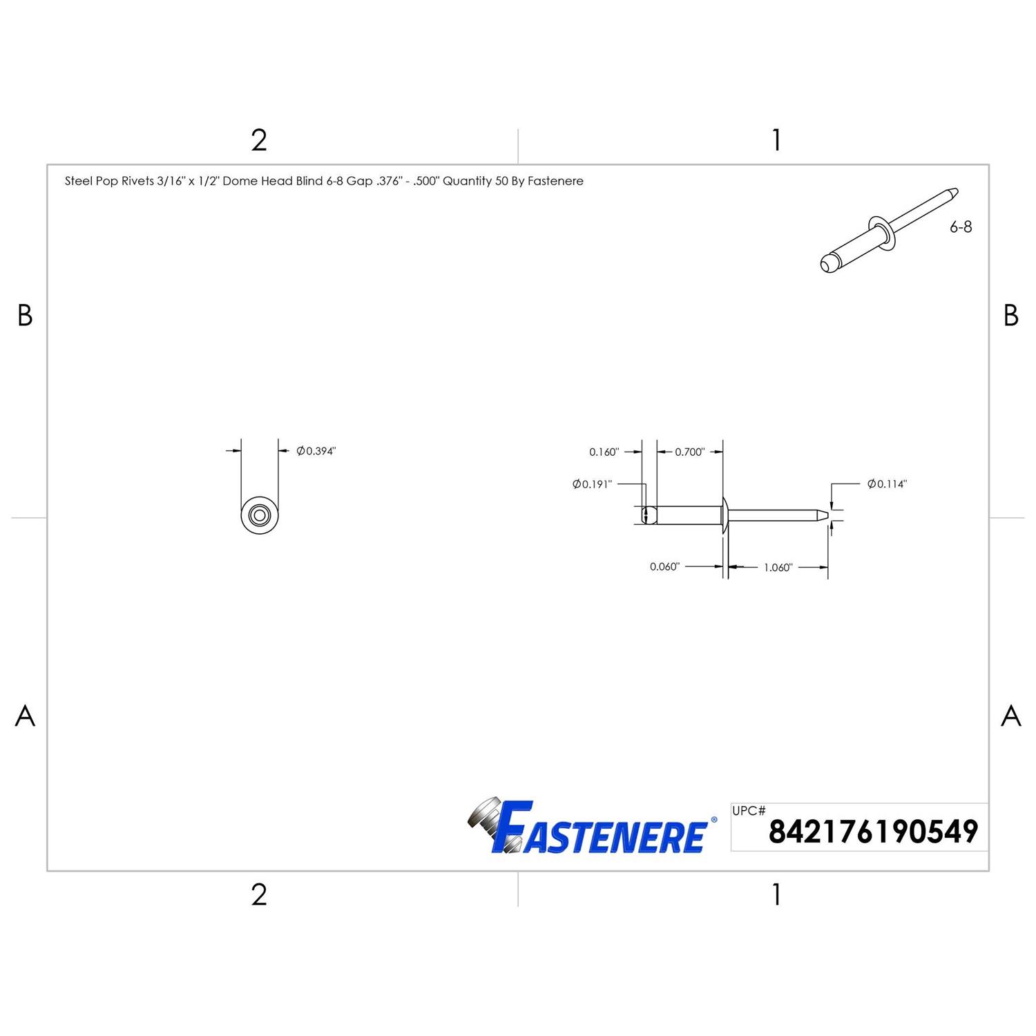 Fastenere.com Dome Head Pop Rivets Steel Zinc 100 - Image 4