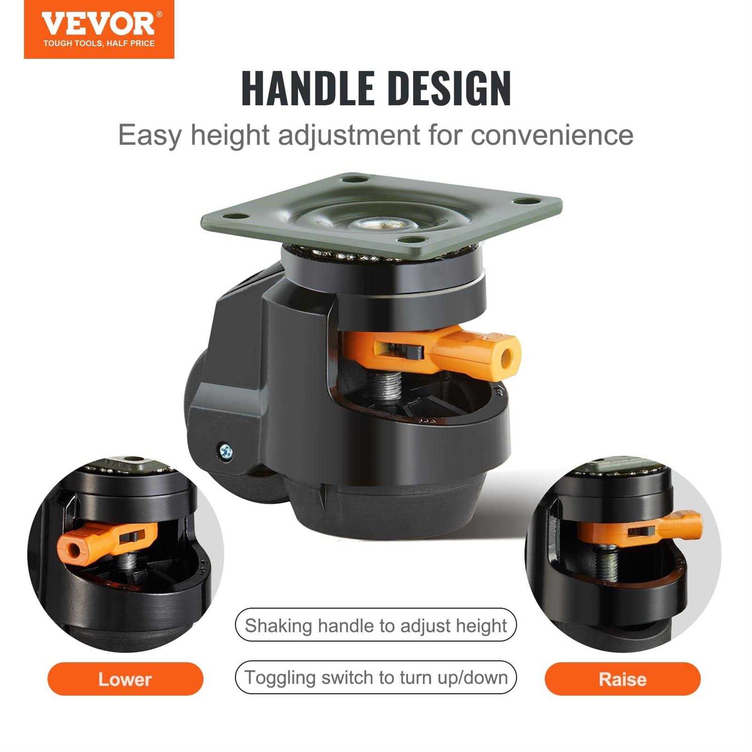 VEVOR Leveling Casters Set of 4 2200 lbs Total Load Capacity - Image 4