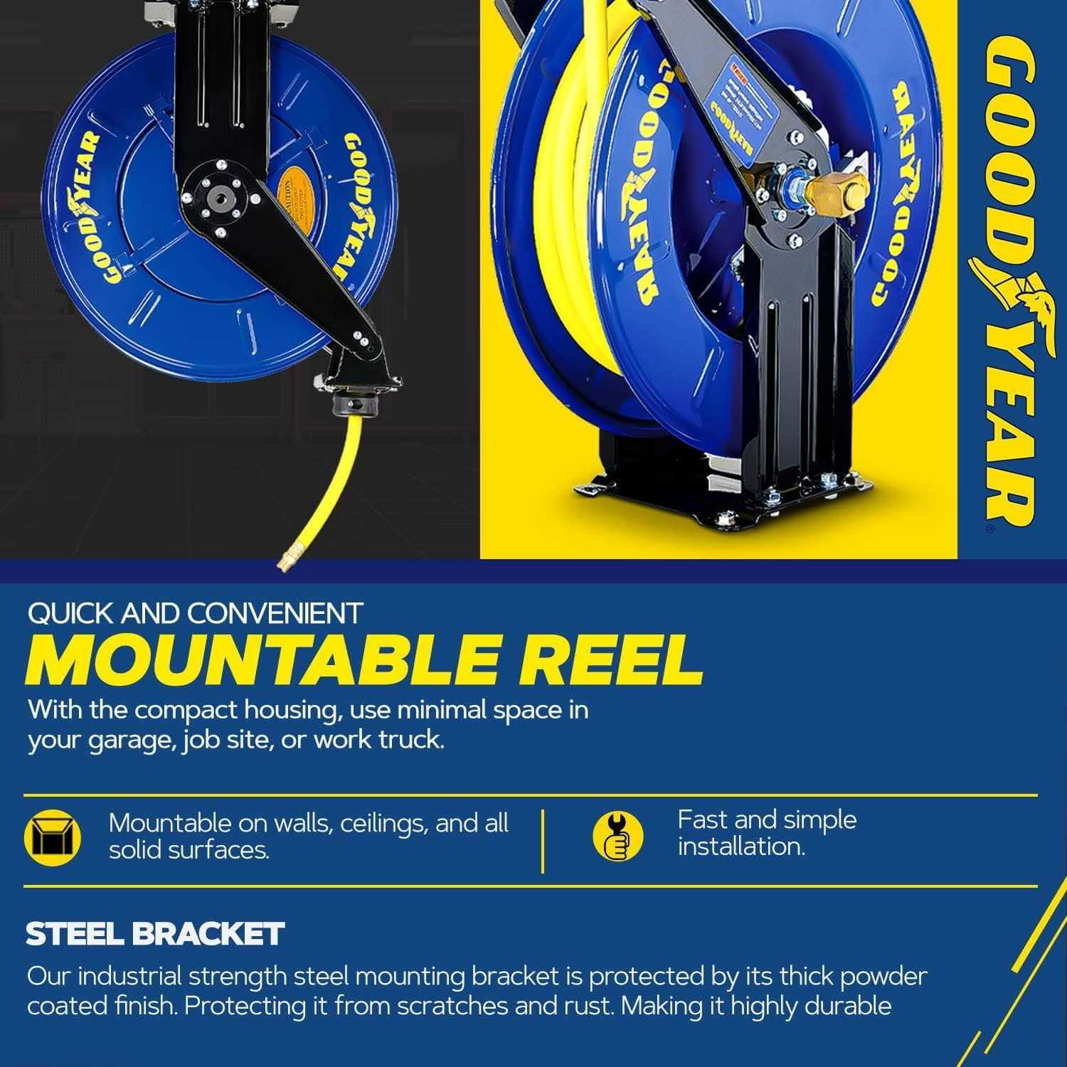 Goodyear Industrial Retractable Air Hose Reel 1/2 x 50' ft L820154G - Image 5