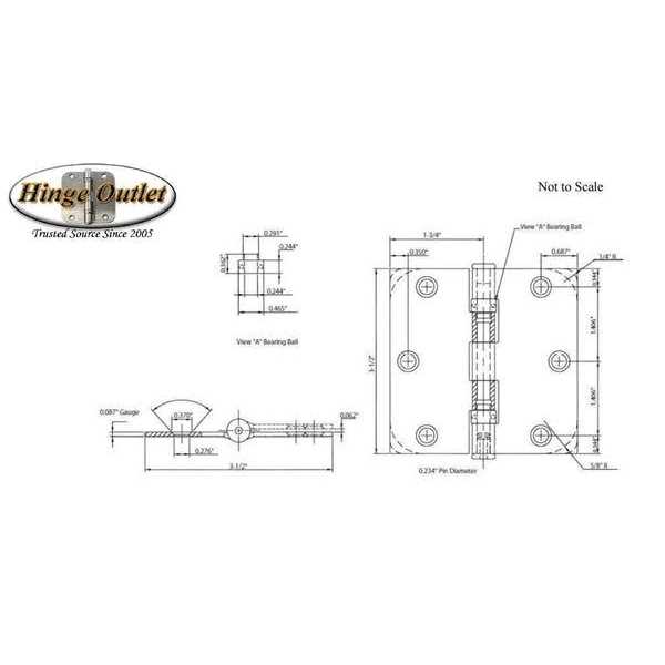 Hinge Outlet Interior Satin Nickel Door Hinges 3.5 Inch with 5/8 Inch Radius Ball Bearing - Image 4