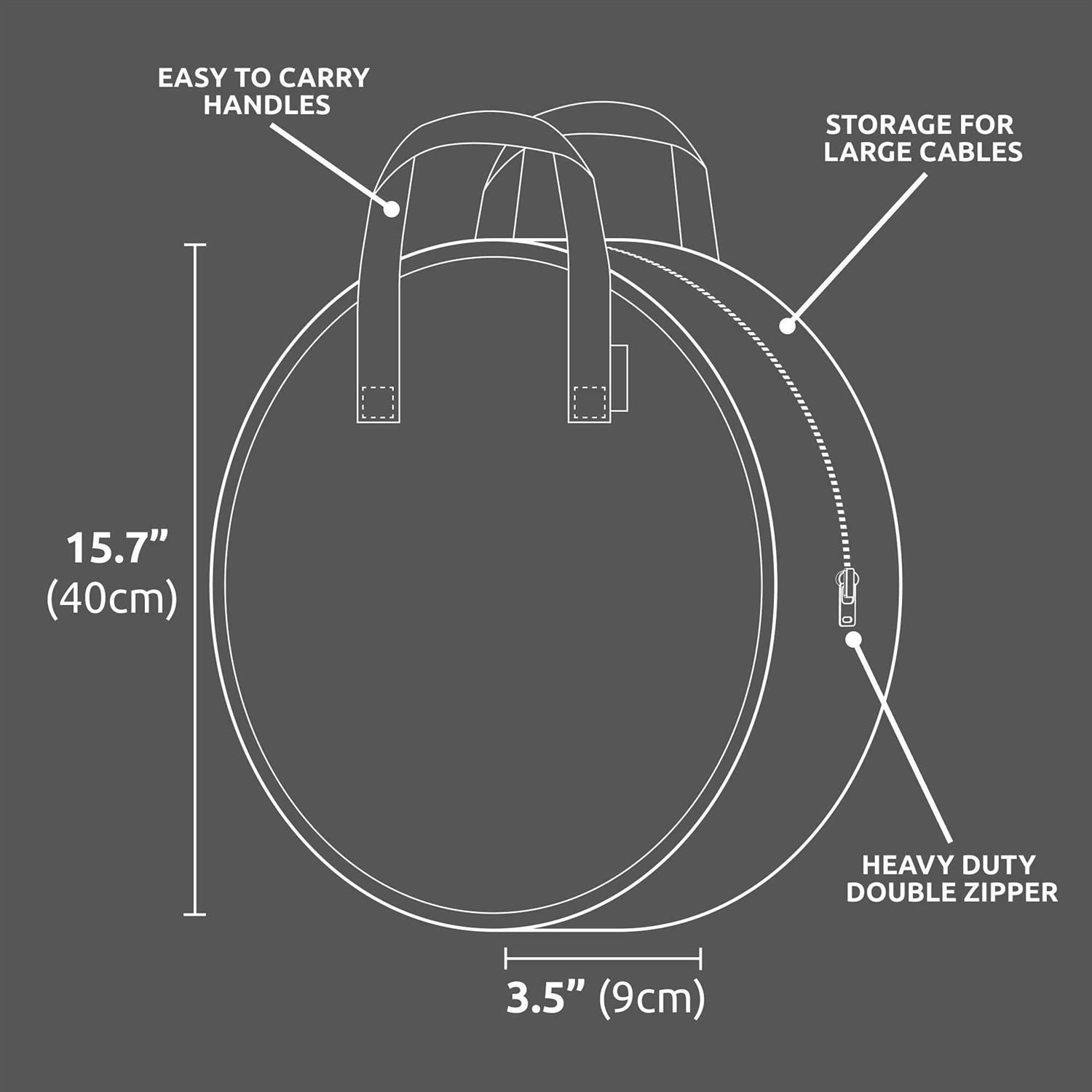 Case4Life Round Cable Bag Heavy Duty Water Resistant Cable Organizer Storage Bag - Image 5