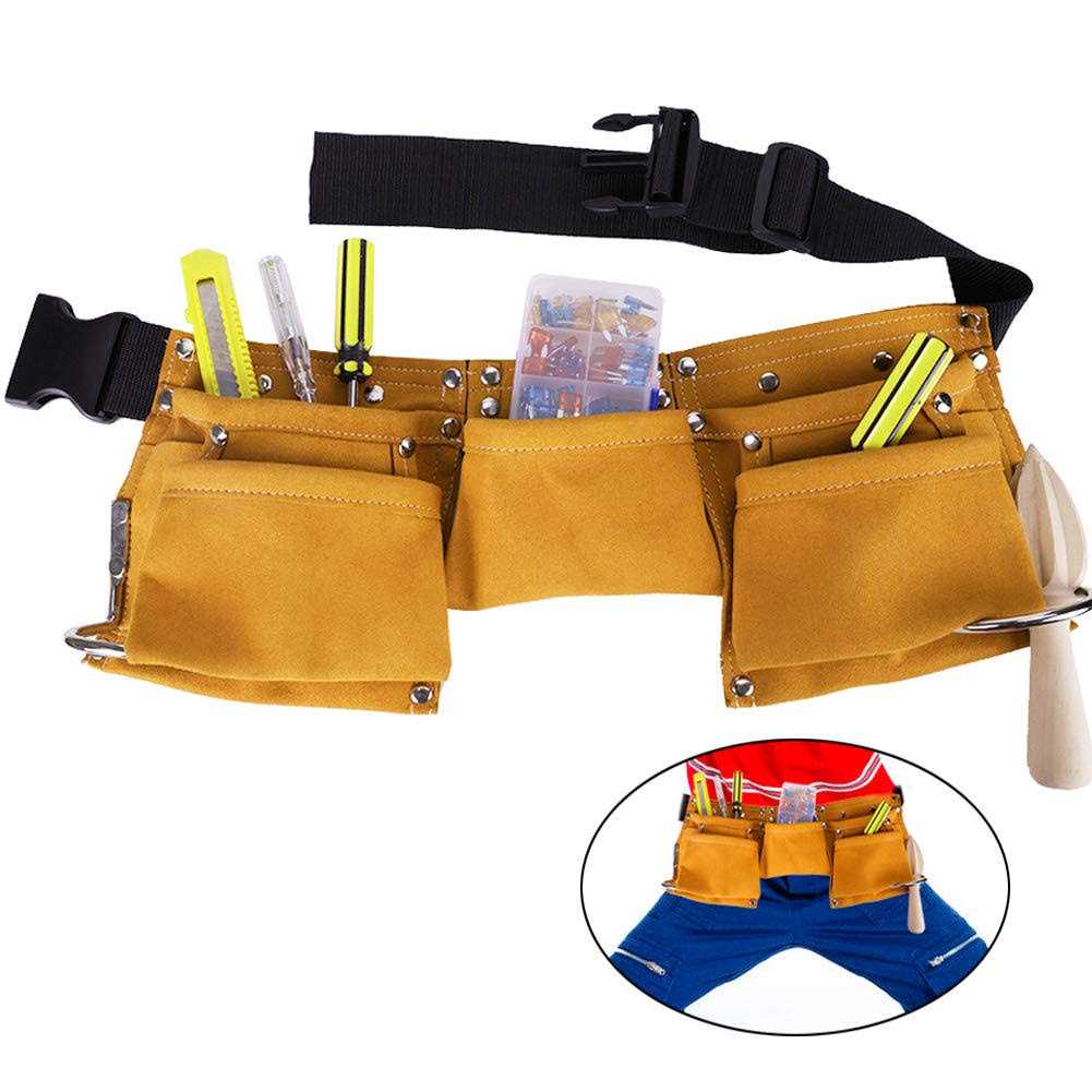 Children's Leather Tool Belt Messar Kids Leather Working Tool Belt Child's Tool Apron Pouch Bag for Youth Costumes Dress Up Construction Role Play - Image 3