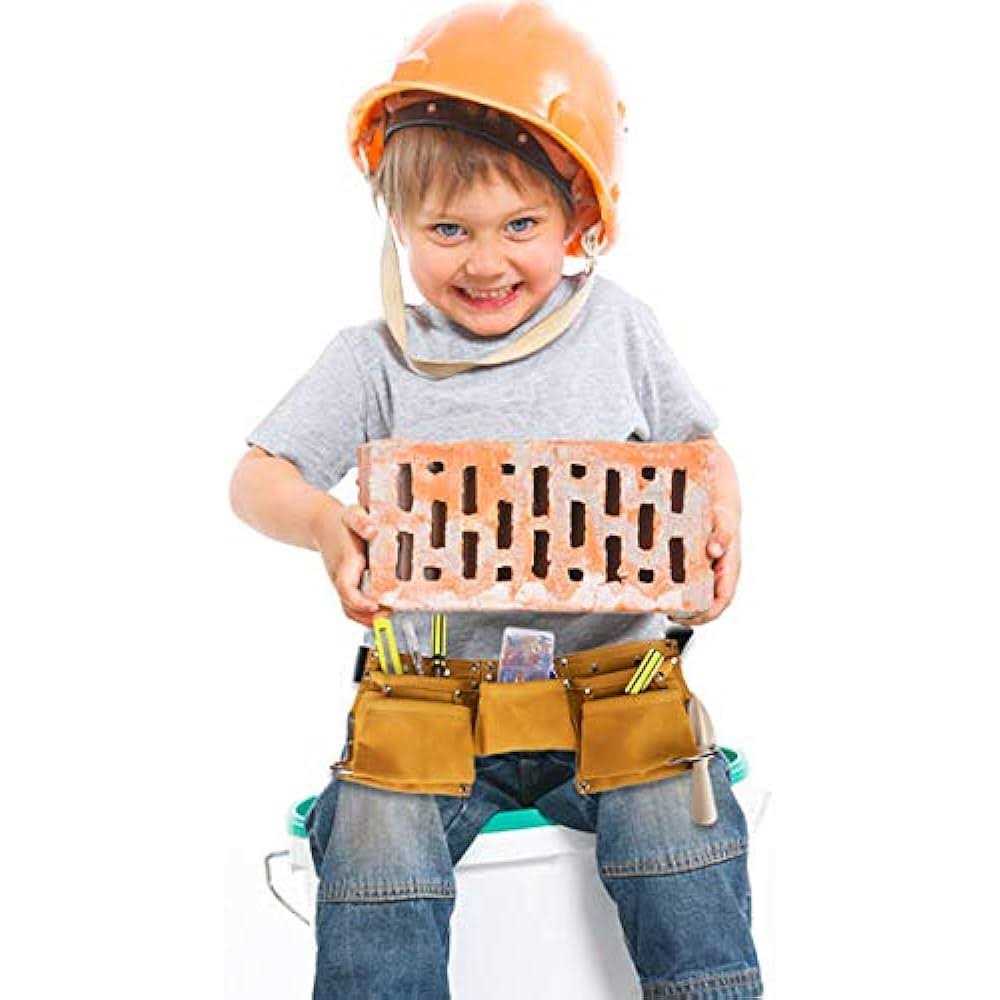 Children's Leather Tool Belt Messar Kids Leather Working Tool Belt Child's Tool Apron Pouch Bag for Youth Costumes Dress Up Construction Role Play - Image 5