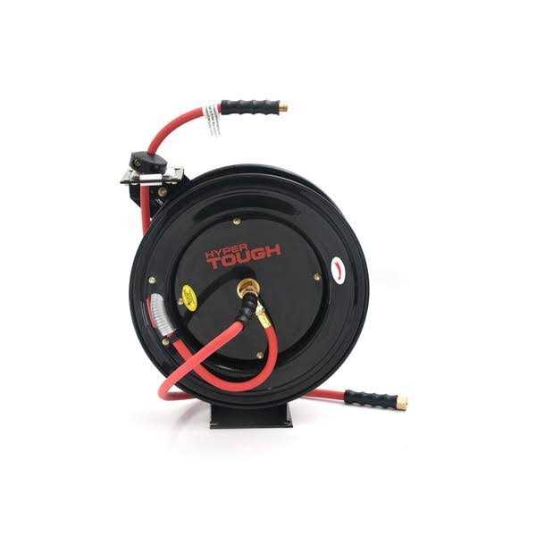 Hyper Tough Heavy Duty Steel Hose Reel with 3/8in x 50ft Rubber Air Hose - Image 4
