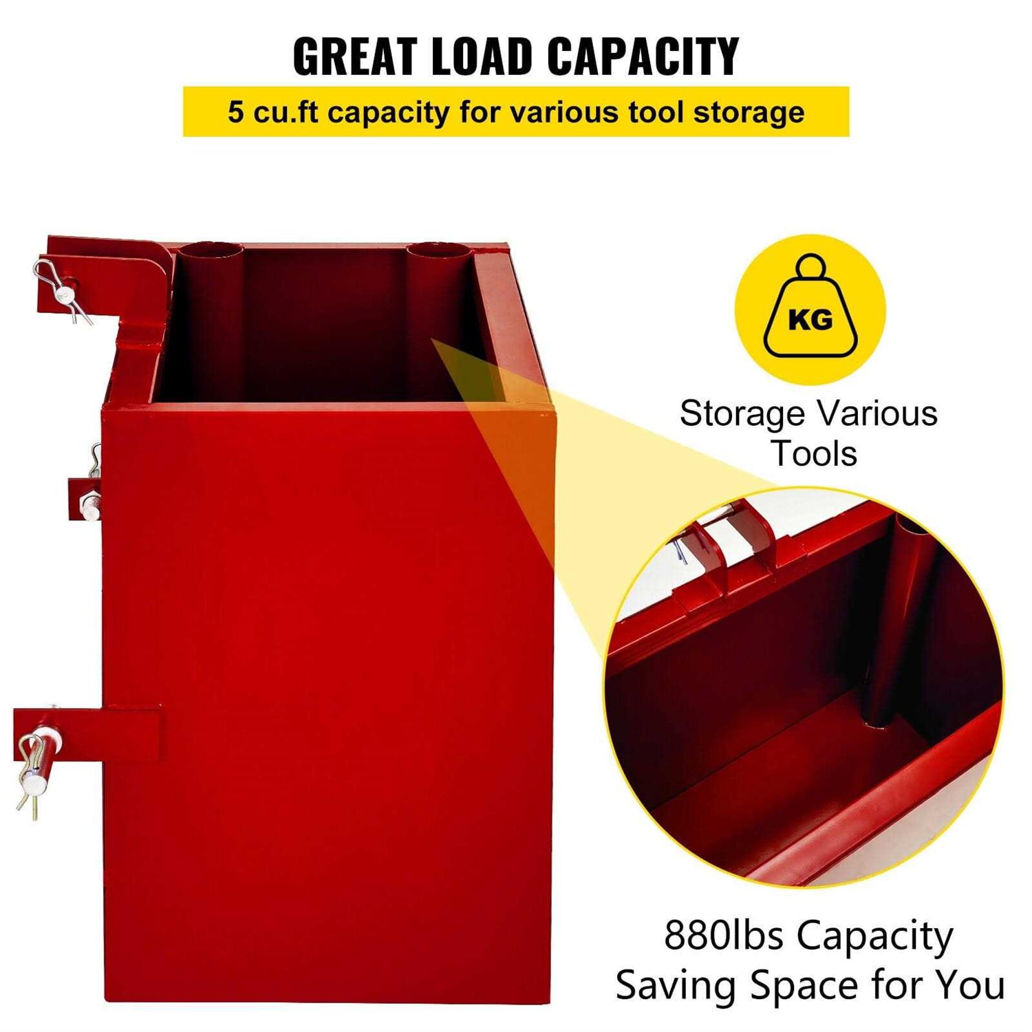 Vevor 3 Point Ballast Box 800lbs Capacity Hitch Ballast Box Standard 2'' Hitch Receiver - Image 4